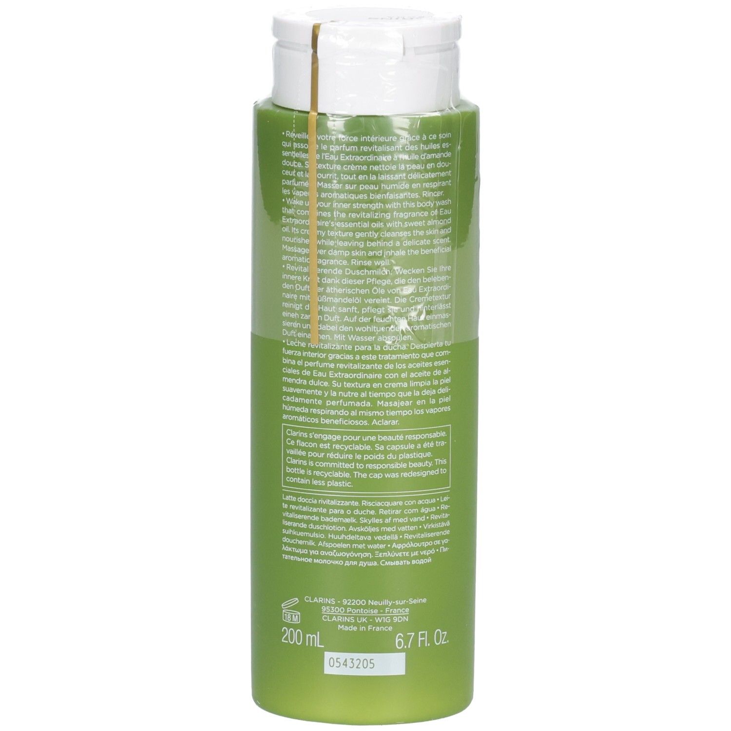 Grüne Flasche mit weißem Klappdeckel, 200 ml.
