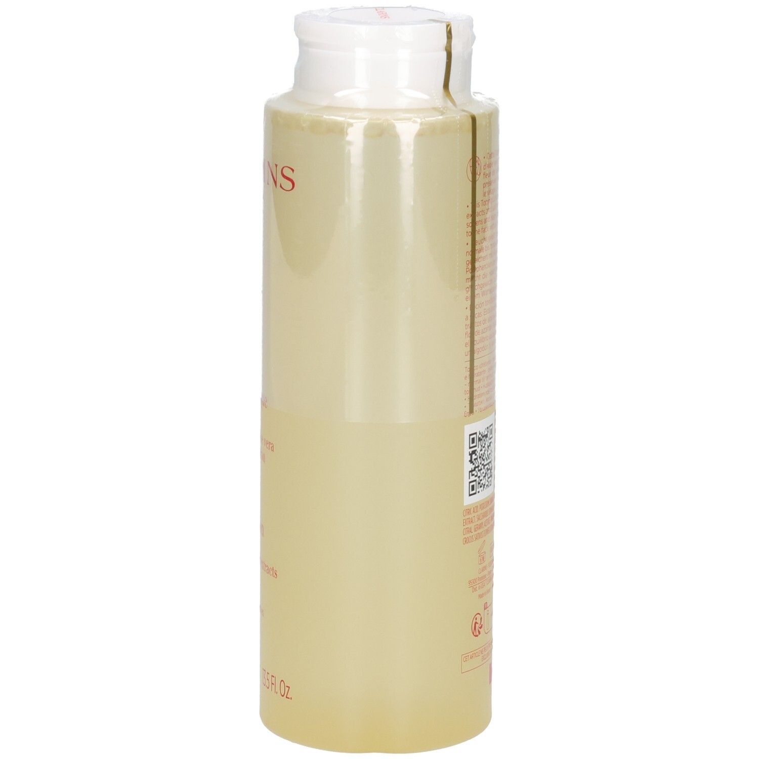 Clarins Hydrating Toning Lotion, Seitenansicht mit Etikettendetails.