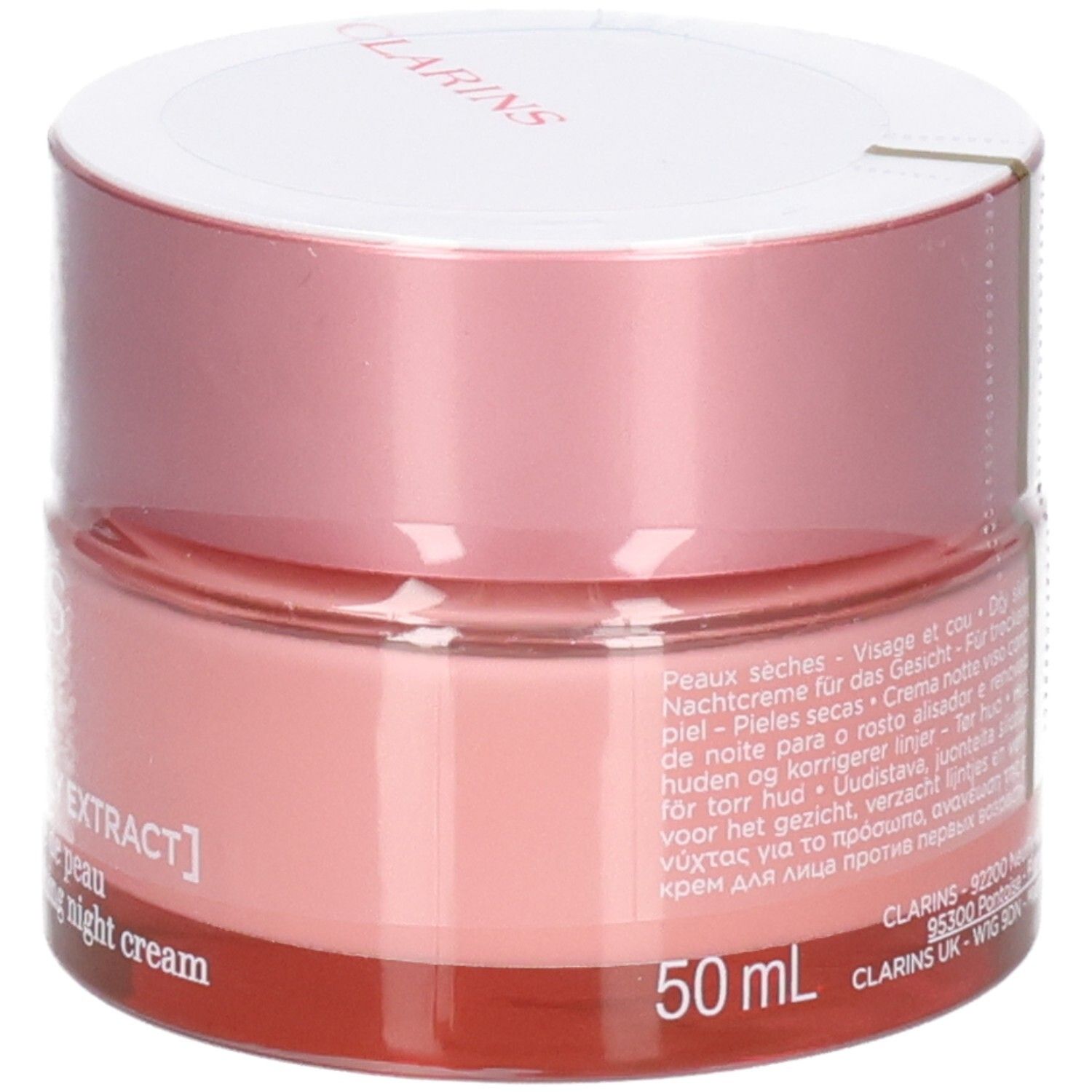 Clarins Multi-Active Nuit Nachtcreme, 50 ml, mit detaillierten Anwendungshinweisen.