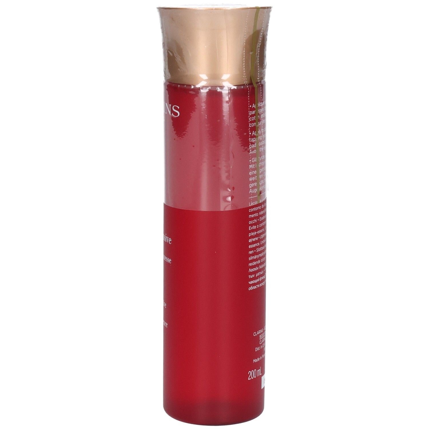 Clarins Multi-Intensive Behandlung Essence Flasche, Seitenansicht.