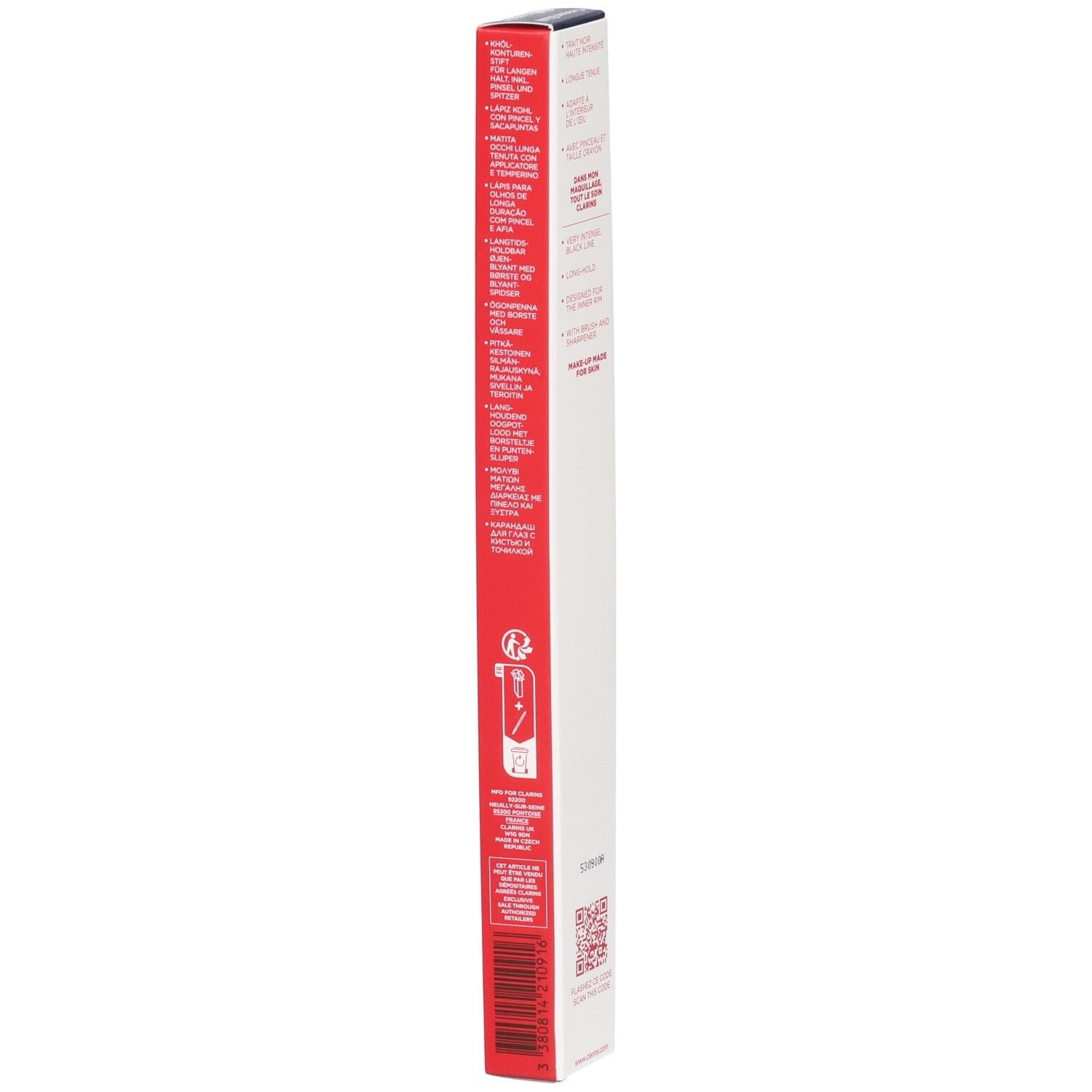 Clarins Crayon Khôl Eyeliner 01 Carbon Black, Verpackung mit Textinformationen.