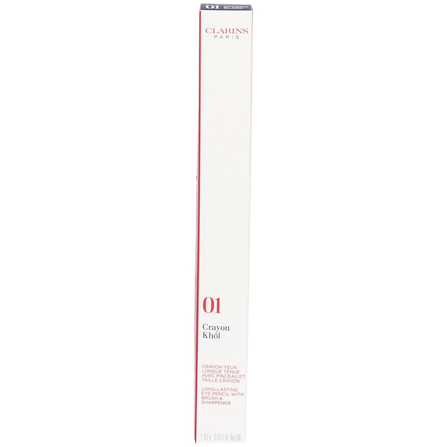 Clarins Crayon Khôl Eyeliner 01 Carbon Black, Vorderseite der Verpackung.