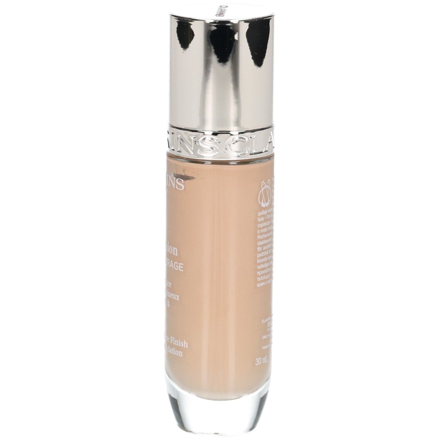 Clarins Skin Illusion Full Coverage Foundation, Seitenansicht der Flasche, Farbton 108.3N.