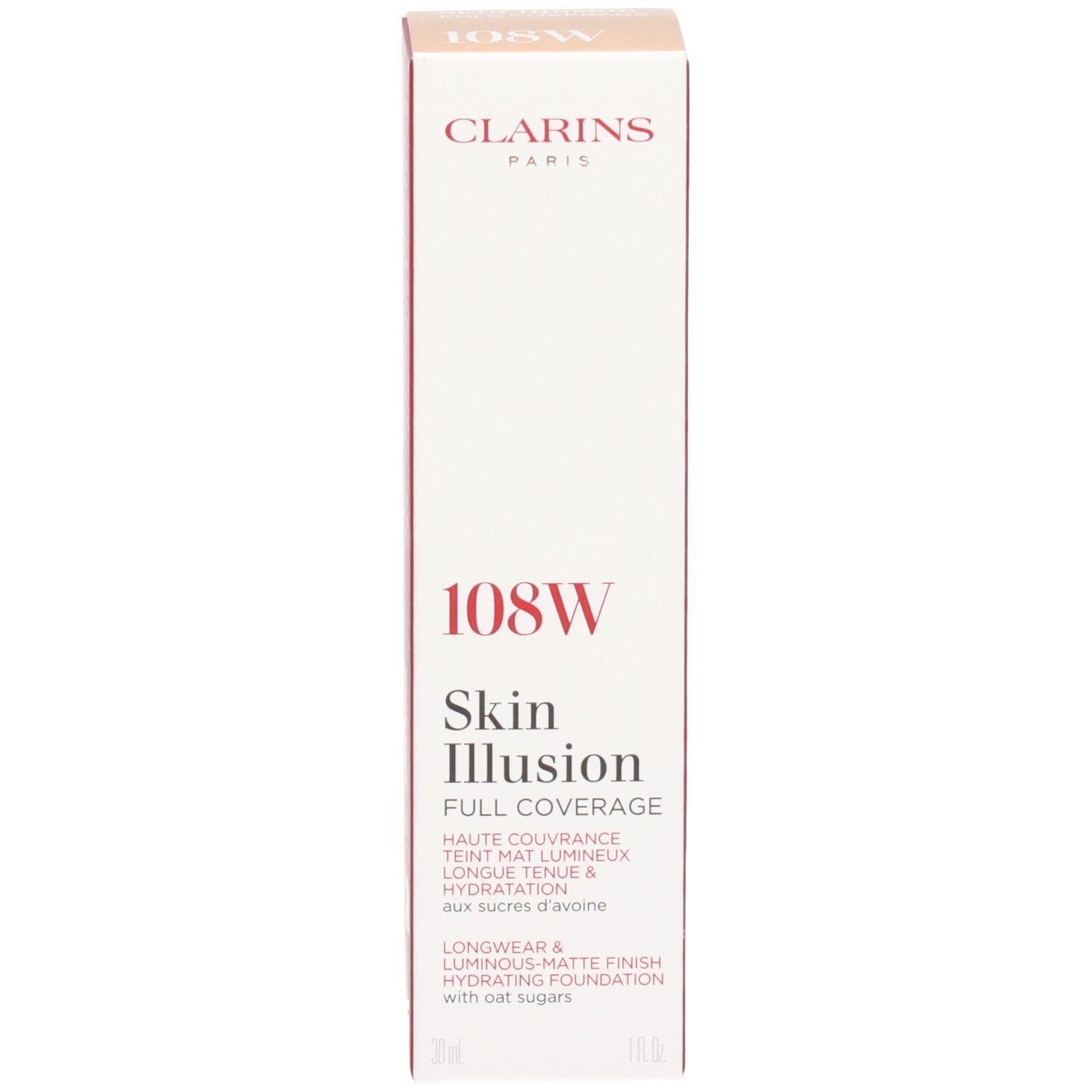 Clarins Skin Illusion Full Coverage Foundation Umverpackung mit Farbcode 108W.