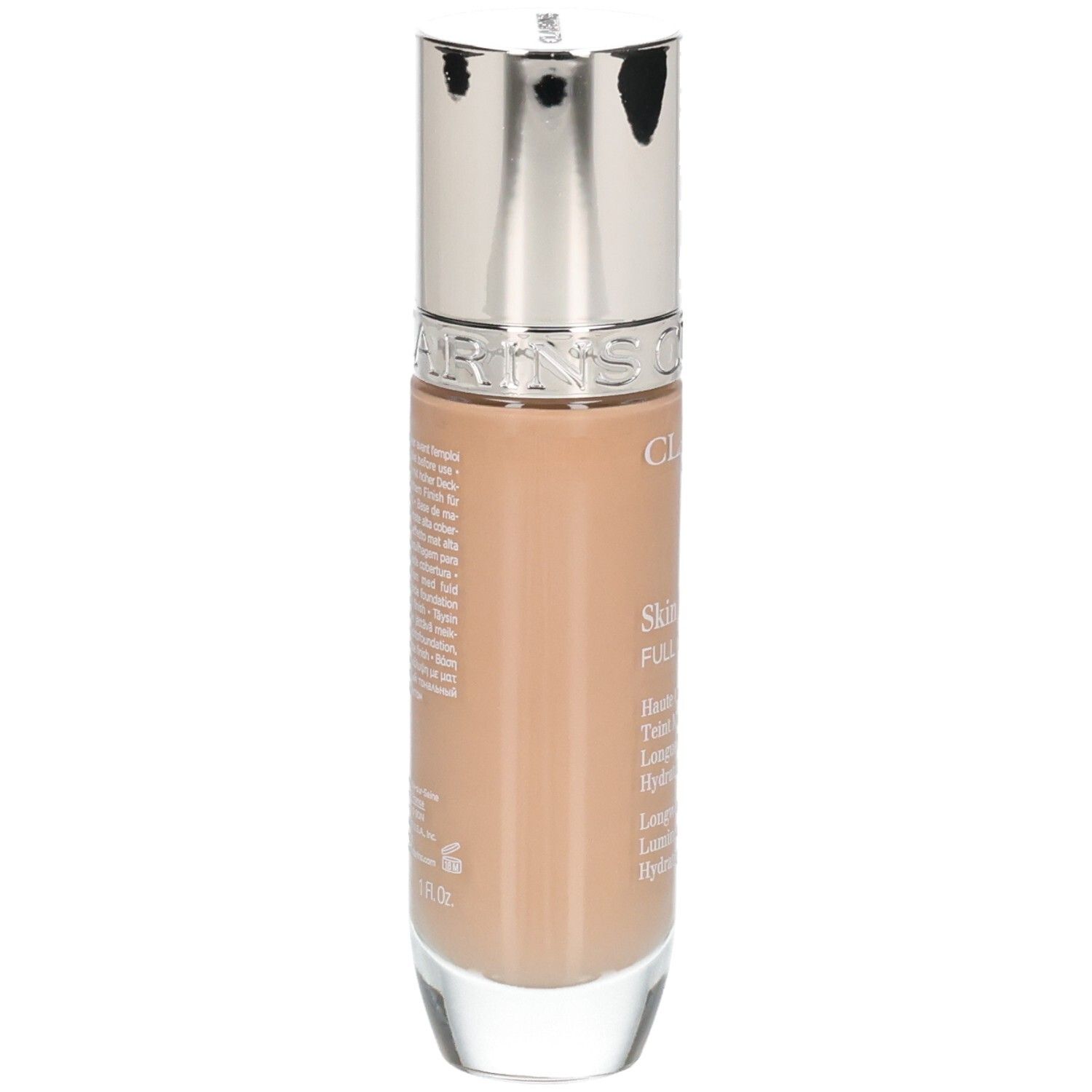 Clarins Skin Illusion Full Coverage Foundation, Rückseite der Flasche mit Inhaltsstoffen.