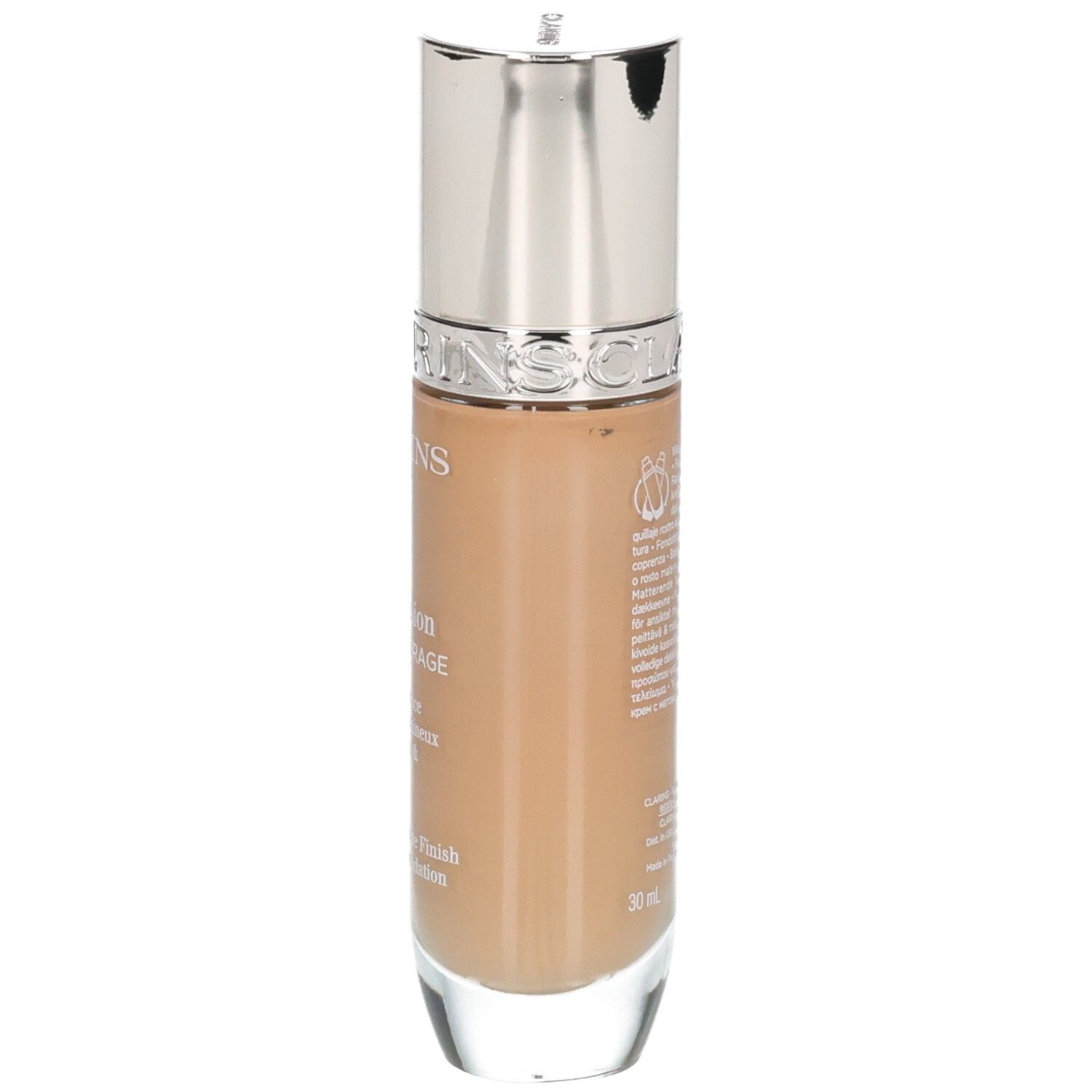 Clarins Skin Illusion Full Coverage Foundation, Seitenansicht der Flasche, Farbton 114N.