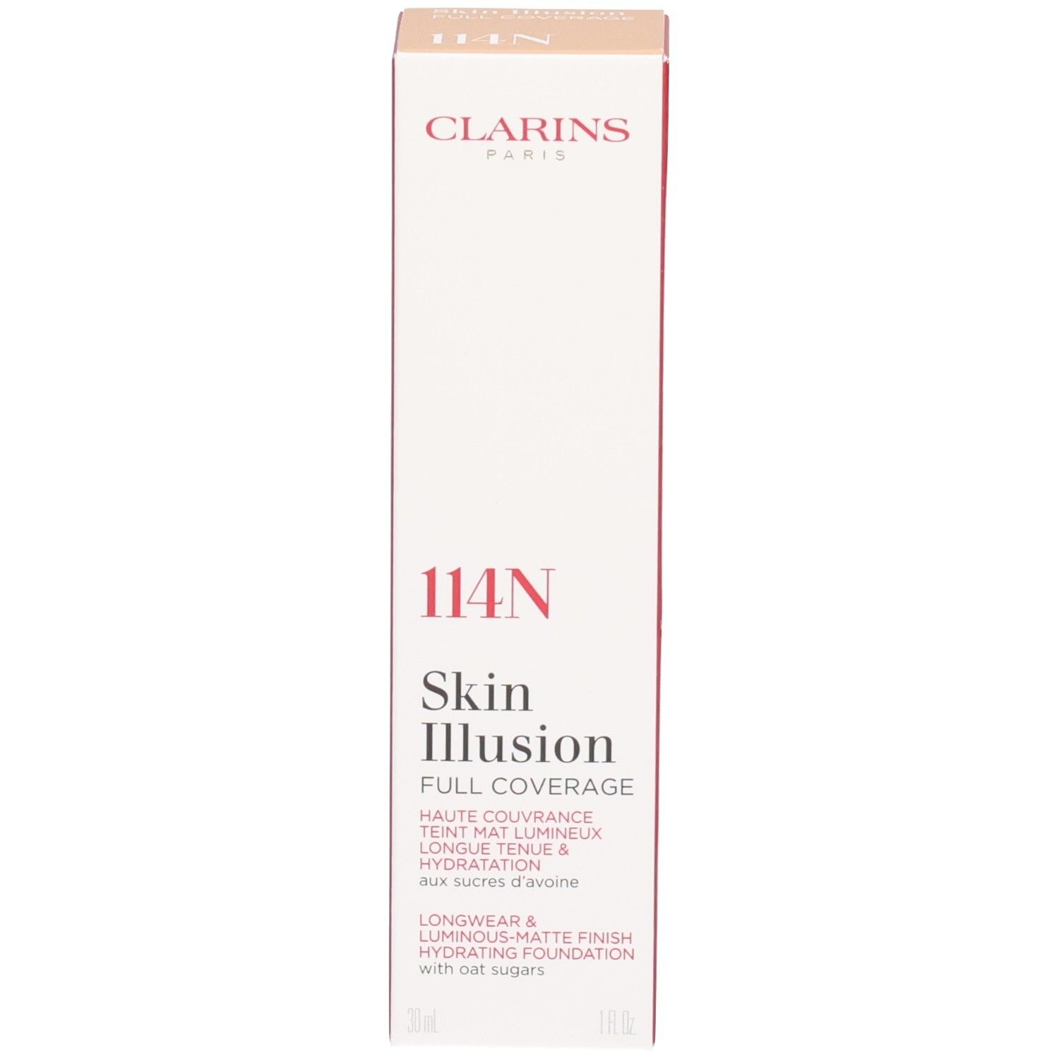 Verpackung für Clarins Skin Illusion Full Coverage Foundation, Farbton 114N.