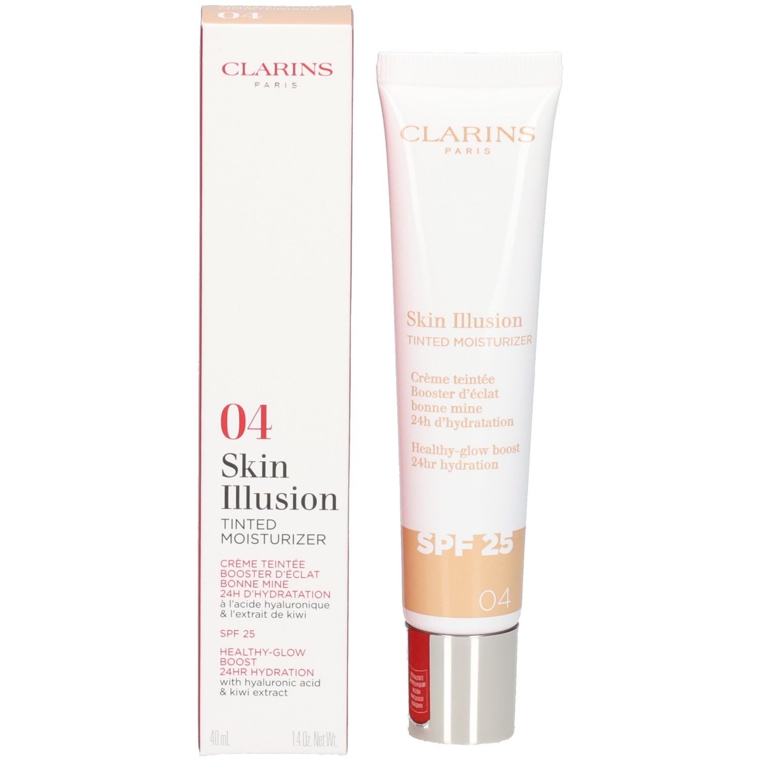 Clarins Skin Illusion getönte Feuchtigkeitscreme SPF 25, Farbton 04, mit Umverpackung.