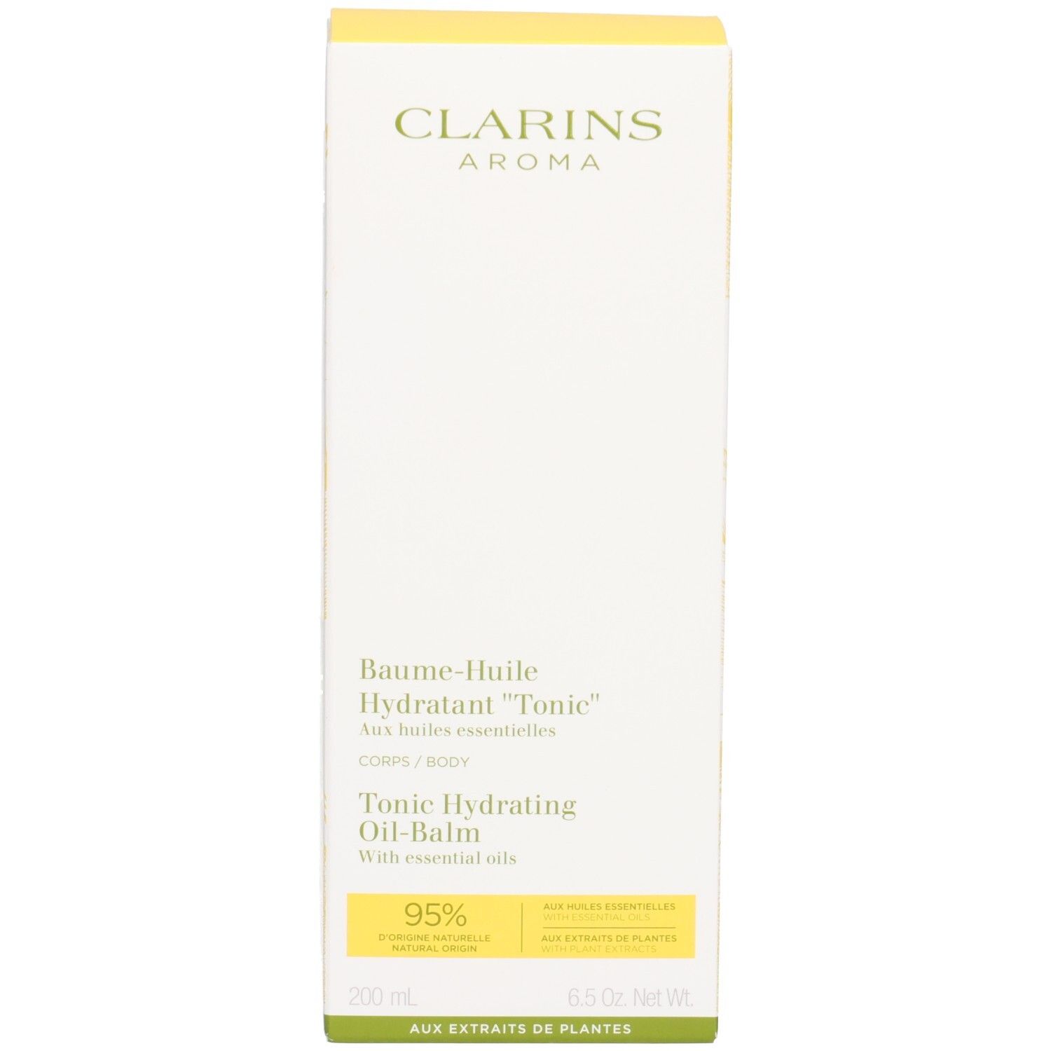 Clarins Tonic Hydrating Oil-Balm Verpackung mit Text.