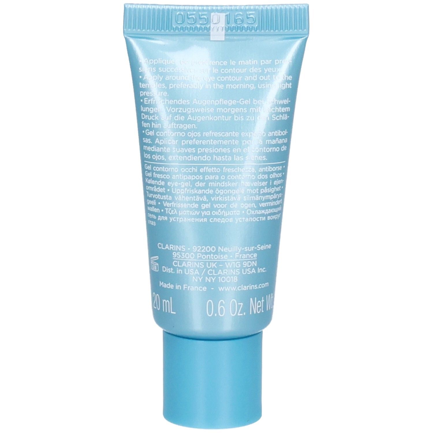 Clarins Total Eye Contour Gel Tube Rückseite mit Text