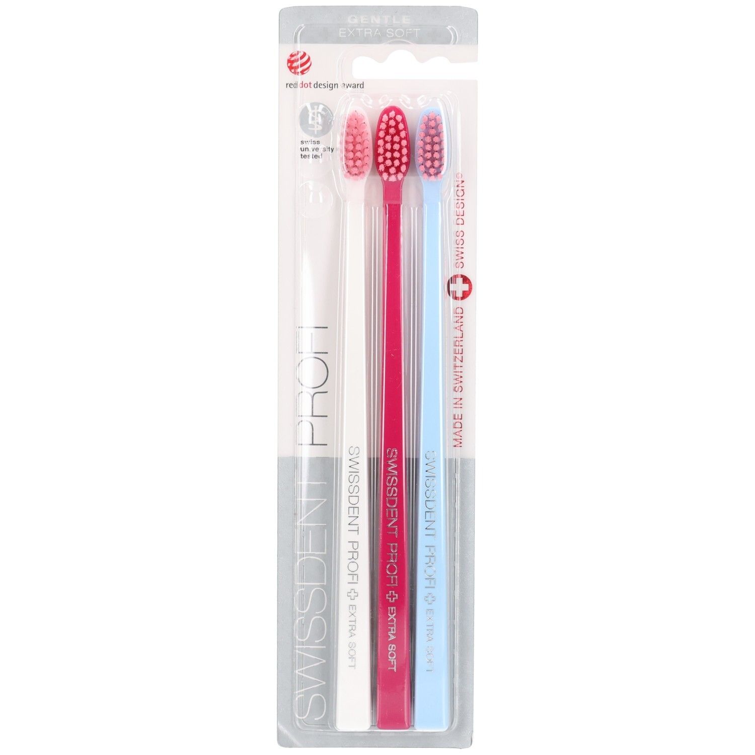 Swissdent Gentle Klosters white, pink, blue 1st 1 St Zahnbürste