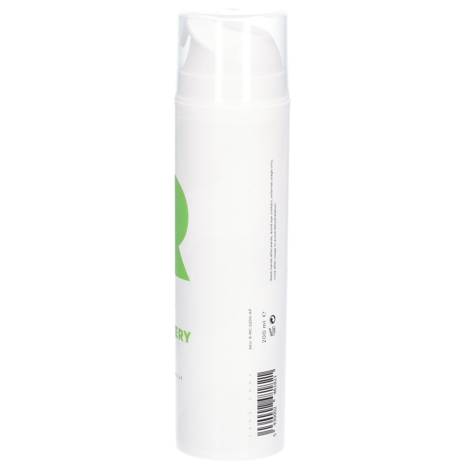 Weißer Zylinder mit Text. "RÉVVI Fast Recovery Gel" und Volumenangabe 200 ml sind sichtbar.