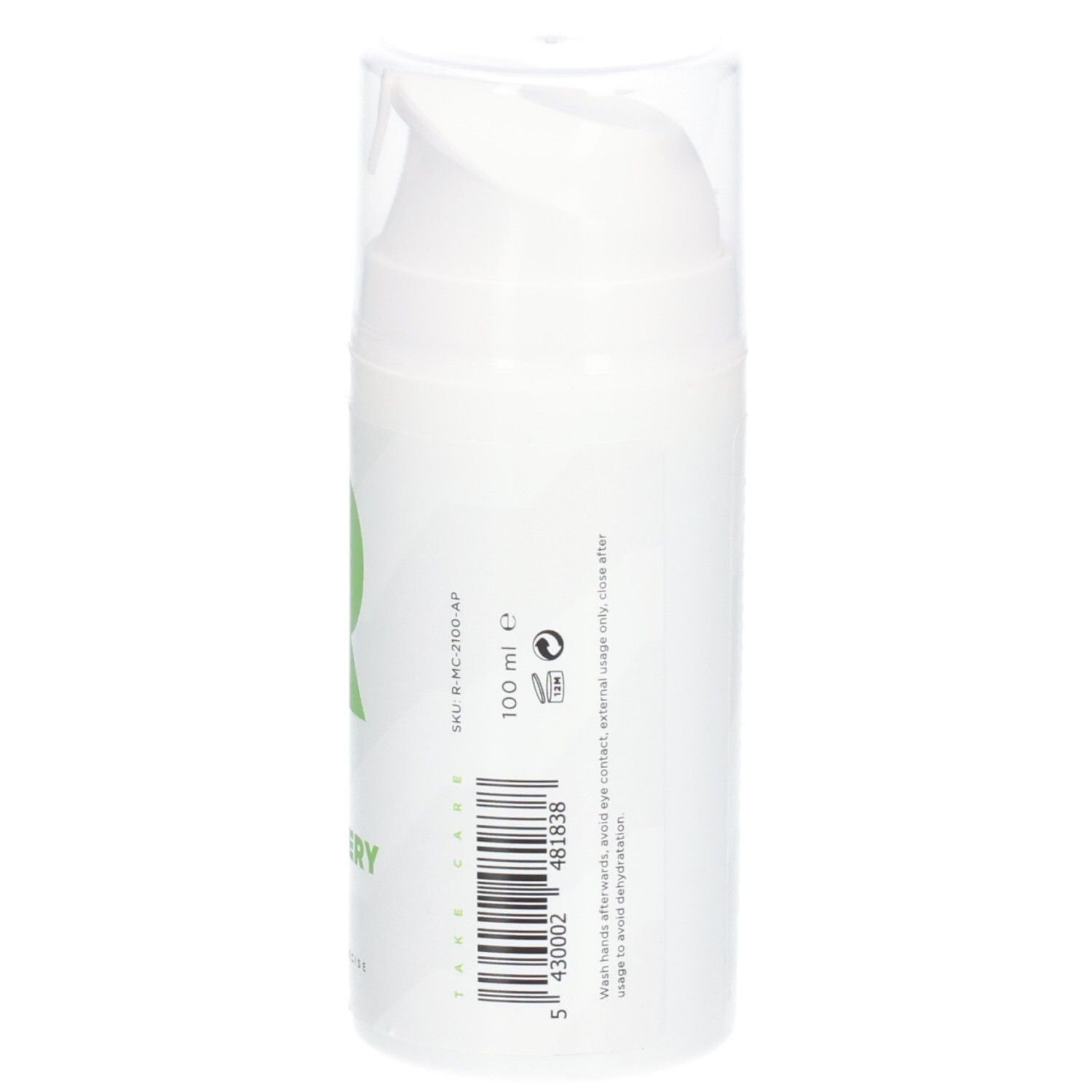 Weißer Zylinder mit grüner Schrift. Produktname: Fast Recovery Gel. Mit transparentem Deckel. 100 ml.