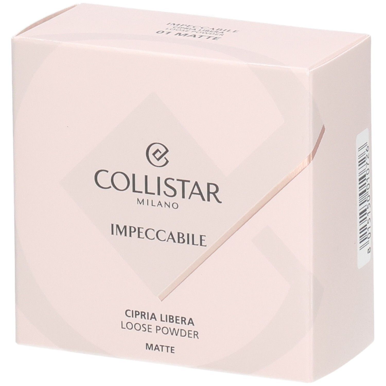 Collistar Impeccabile Poudre Libre Kartonverpackung, Vorderansicht.