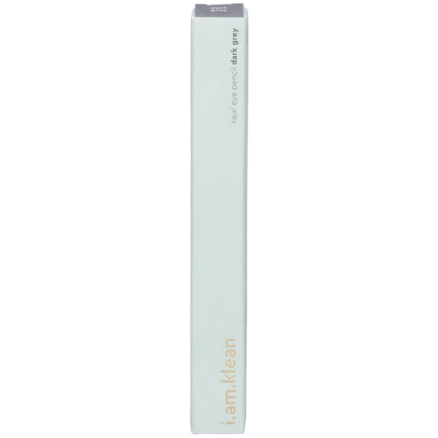 Kajal Eye Pencil Dark Grey Moontide in hellgrüner Verpackung. Marke i.am.klean. Schlanke, rechteckige Form.