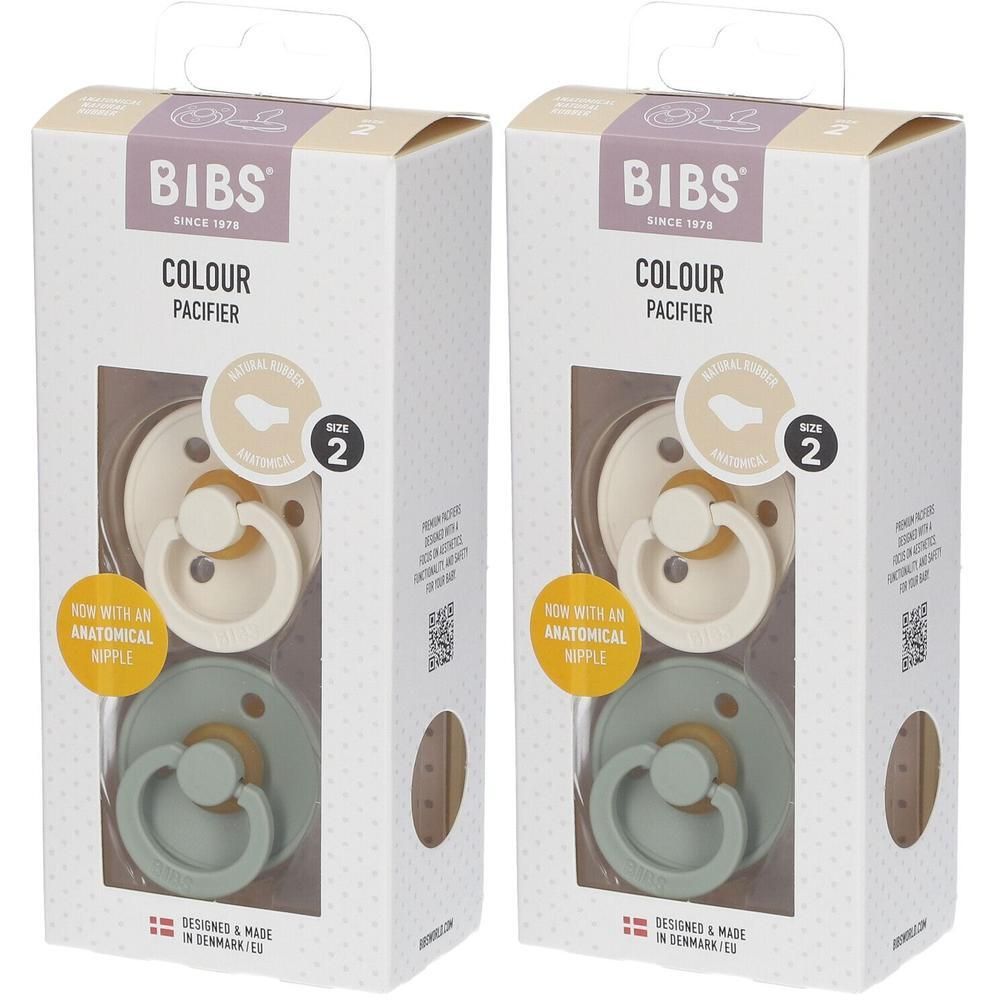 Bibs Fopspeen Anatomic Ivory - Sage 6-18 Maanden x2 2x2 St Sauger