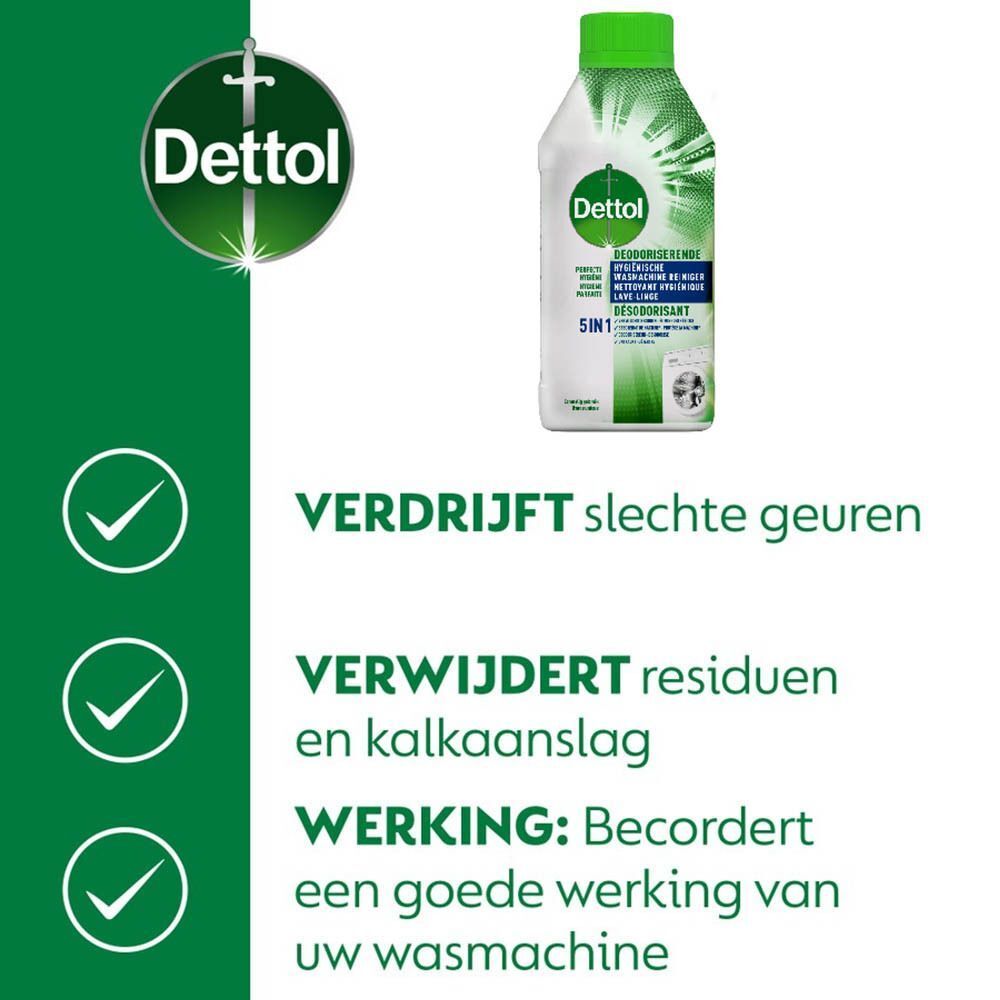 Dettol Deodoriserende & Hygiënische Wasmachine Reiniger DUO