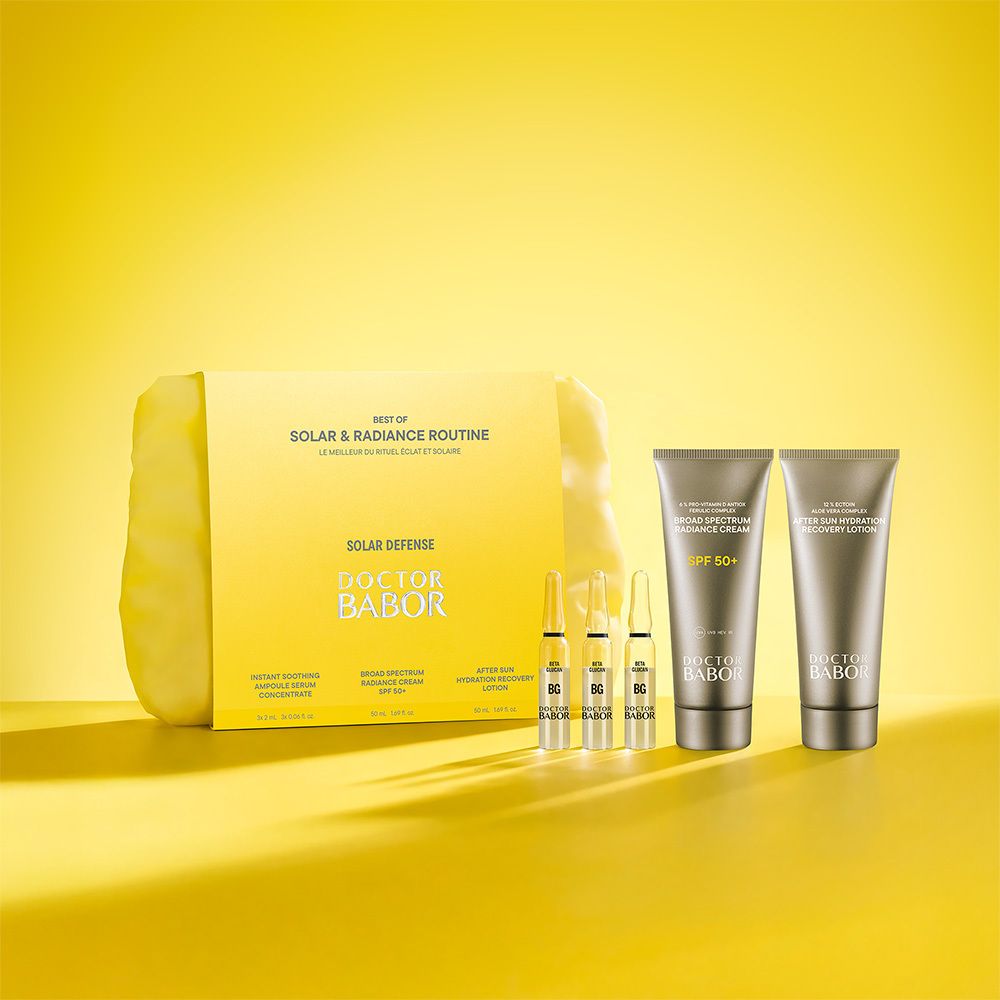 DOCTOR BABOR Solar Defense Set mit Ampullen, Creme und Lotion.