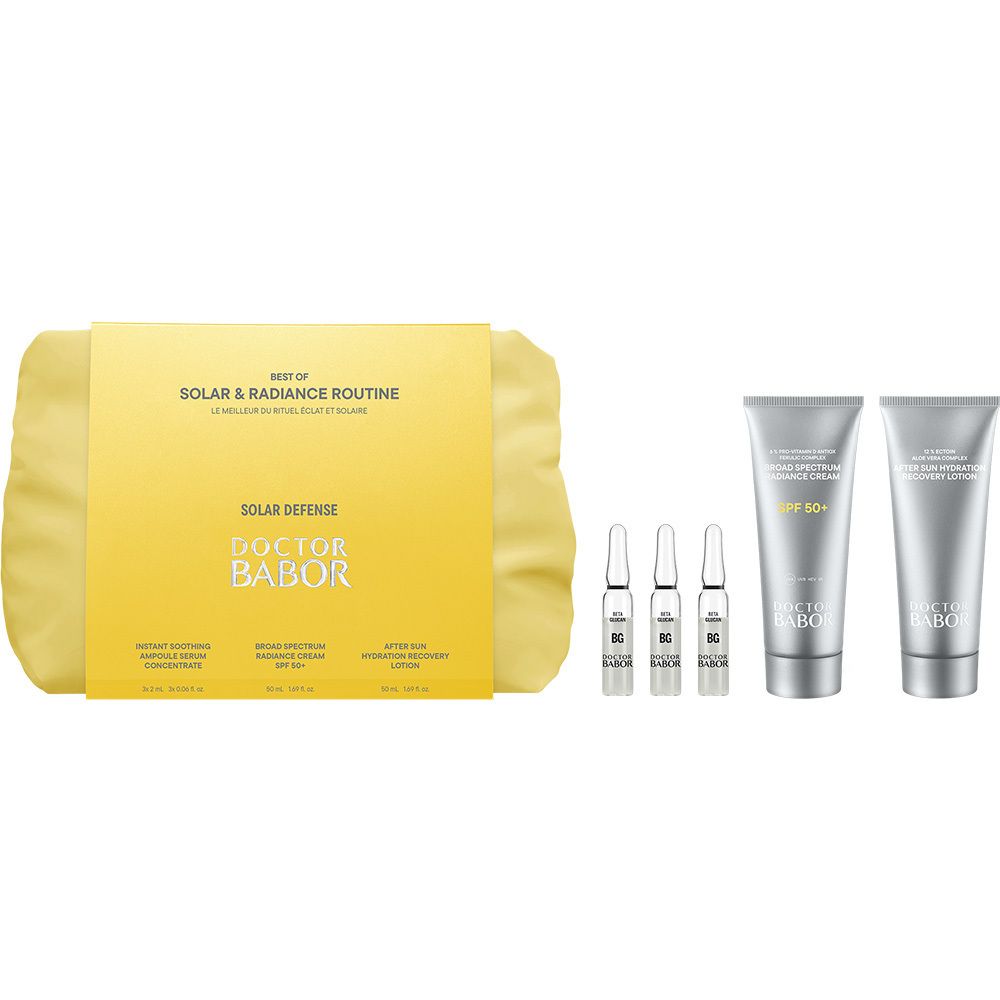 DOCTOR BABOR Solar Defense Set mit Ampullen, Creme und Lotion.