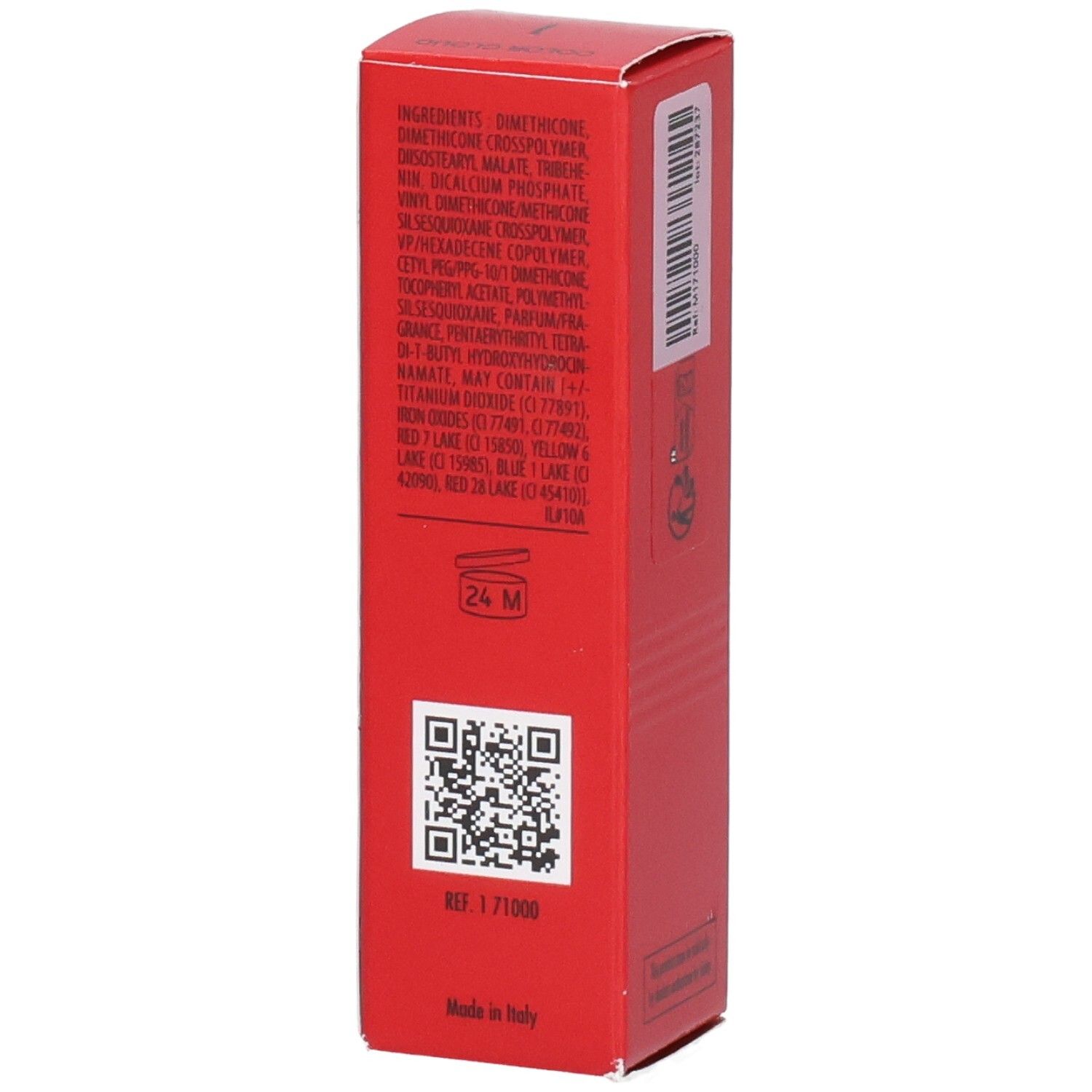 Sisley Color Cloud Lippen- und Wangenmousse, rote Verpackung mit Inhaltsstoffen und QR-Code.