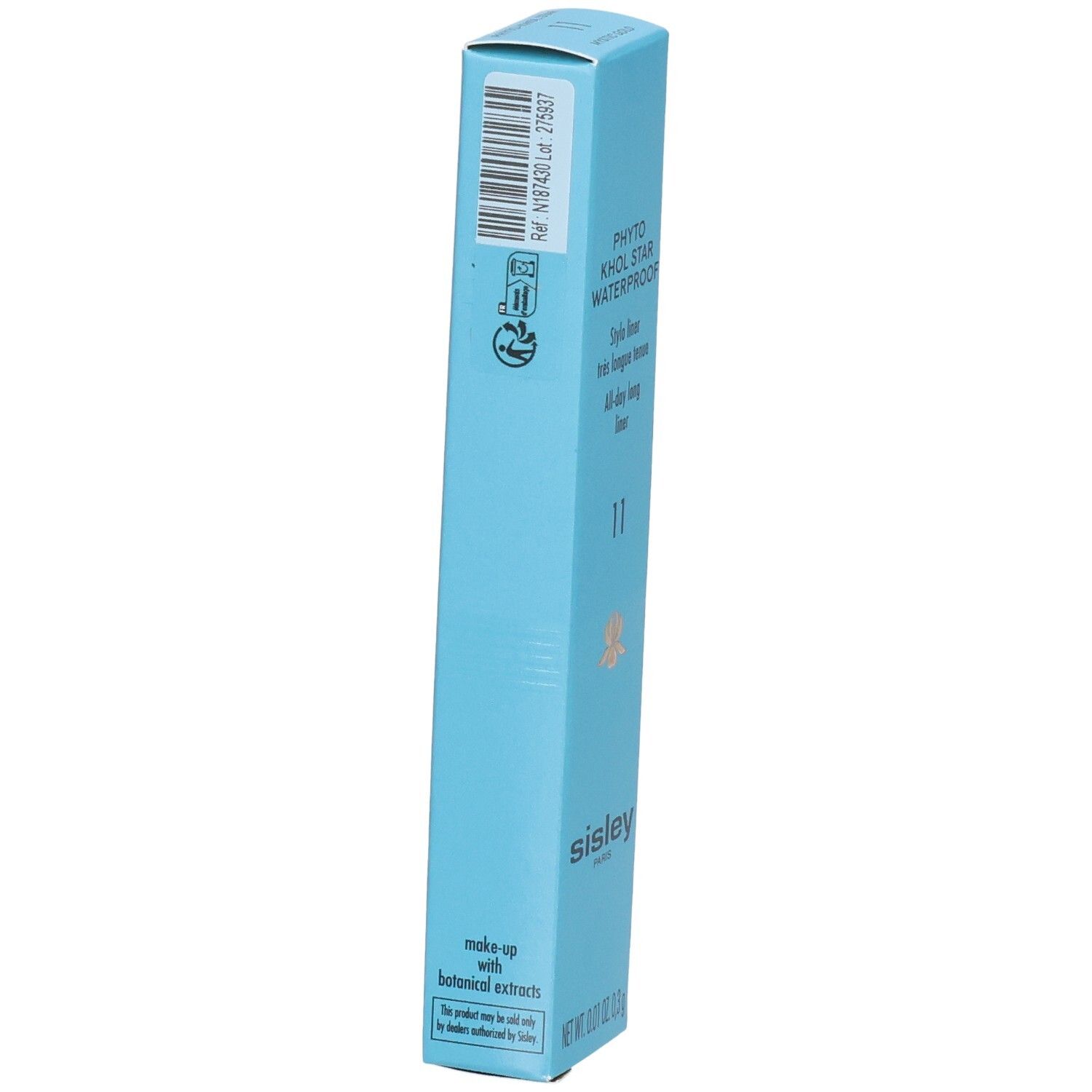 Sisley Phyto Khol Star Waterproof Eyeliner, Farbe 11 Mystic Gold, blaue Verpackung mit Barcode.