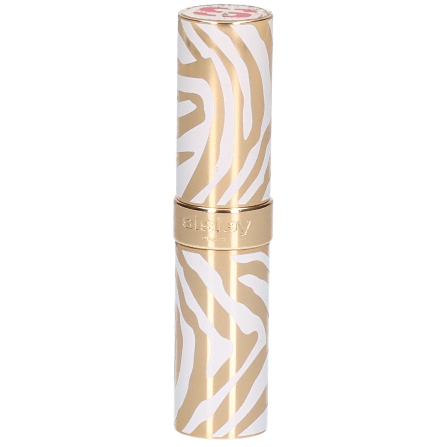 Sisley Phyto Rouge Shine Lippenstift in gold-weißem Zebra-Muster.