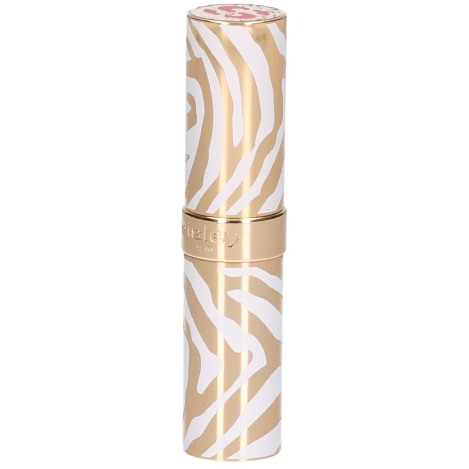 Sisley Phyto Rouge Shine Lippenstift in gold-weißem Zebra-Muster.