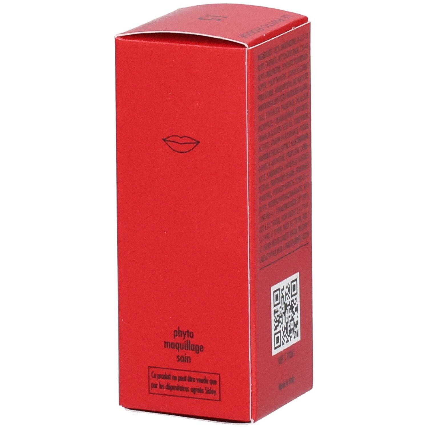 Sisley Le Phyto Rouge Lippenstift, rote Verpackung mit Lippen-Symbol und QR-Code.