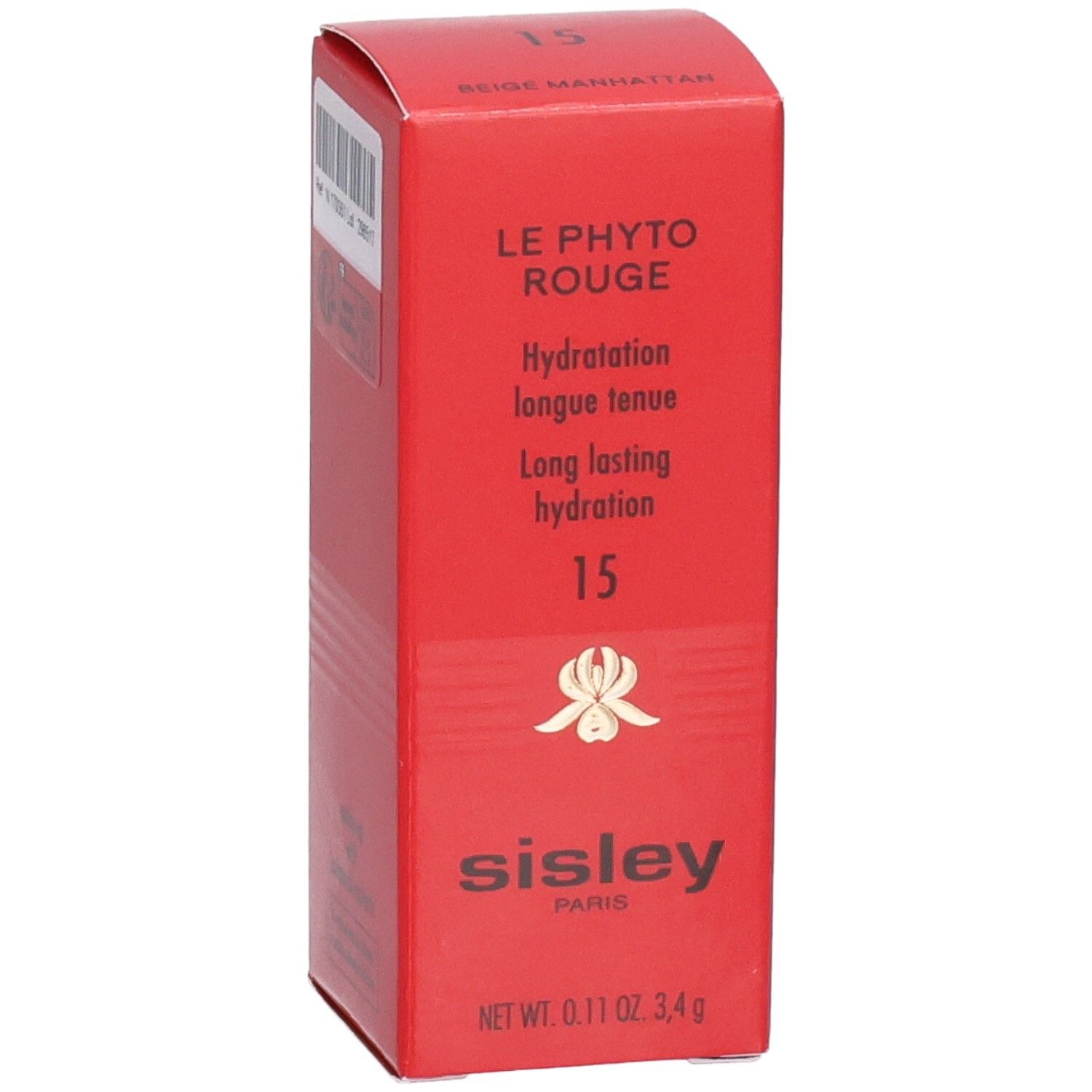 Sisley Le Phyto Rouge Lippenstift, Farbe 15 Beige Manhattan, rote Verpackung.