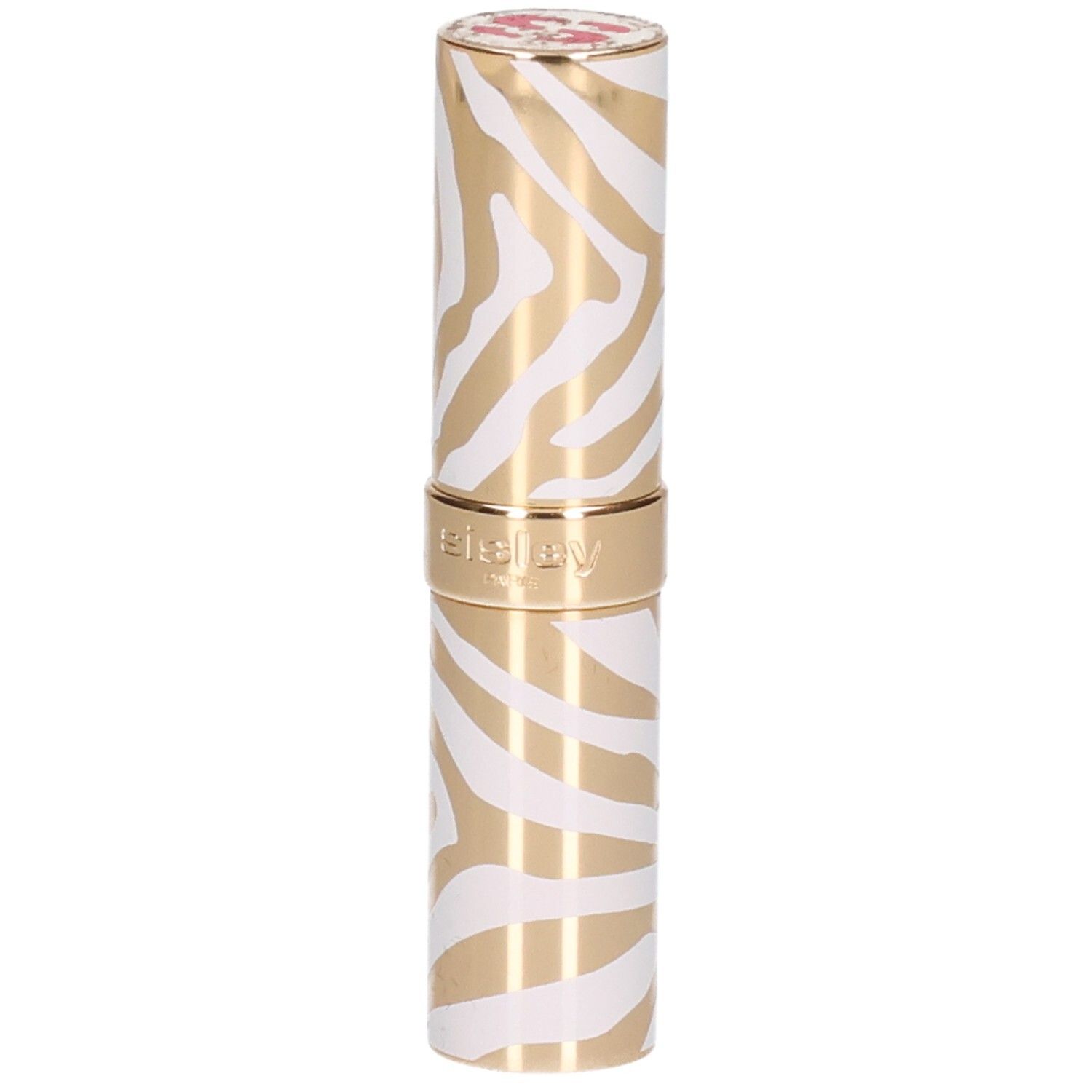 Sisley Phyto Rouge Shine Lippenstift in gold-weißem Zebra-Muster.