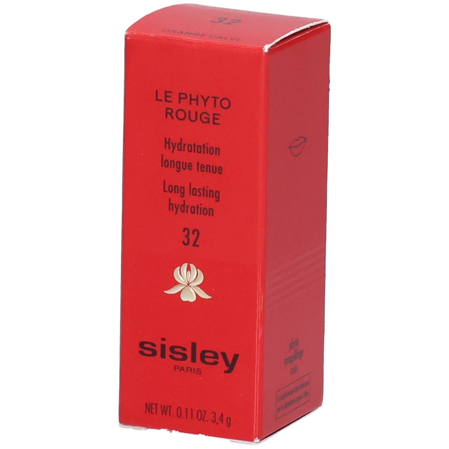 Sisley Le Phyto Rouge Lippenstift-Verpackung, rot, mit Produktinformationen und Logo.