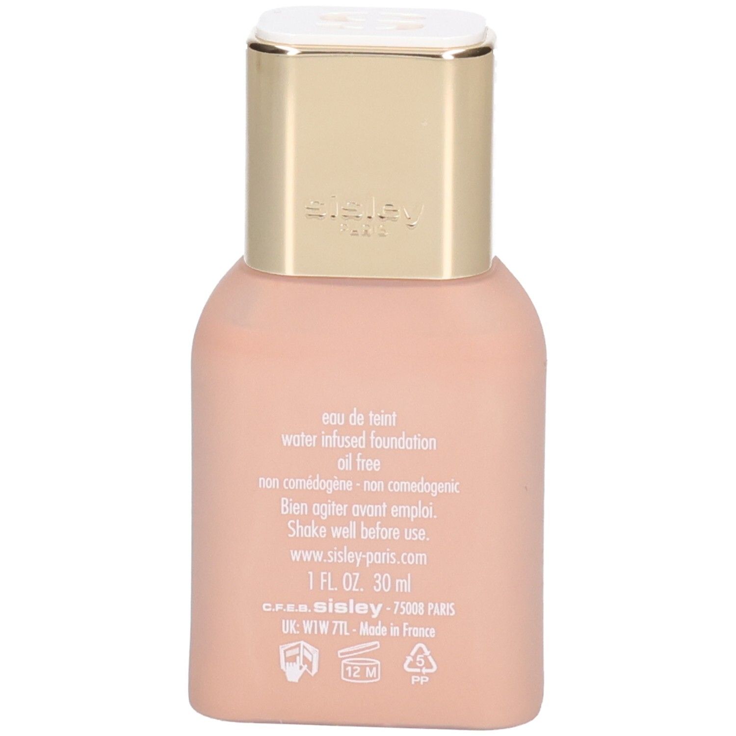 Rückseite des Sisley Phyto-Teint Nude Foundation Flakons mit Produktinformationen.