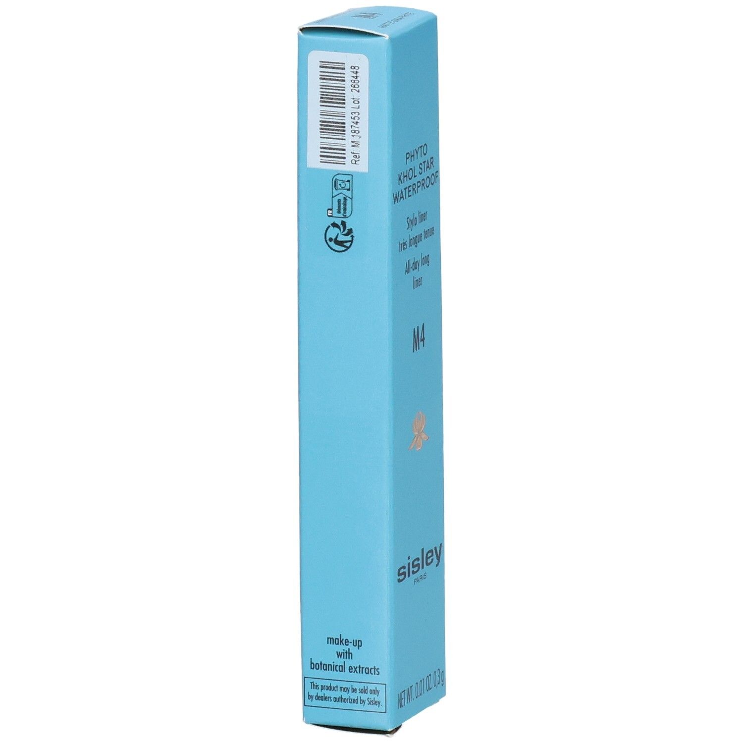 Sisley Phyto-Khol Star Waterproof Eyeliner M4, Rückseite der blauen Faltschachtel.