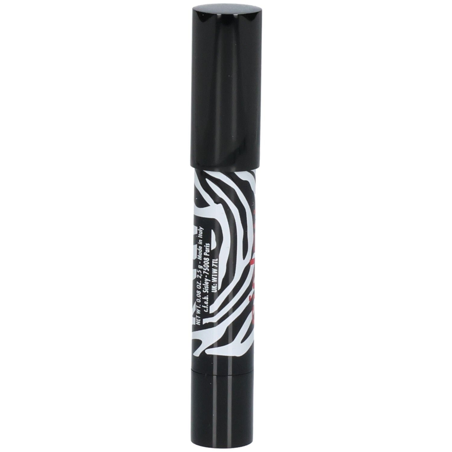 Sisley Phyto-Lip Twist Lippenstift mit Rückseitenbeschriftung und Zebramuster.