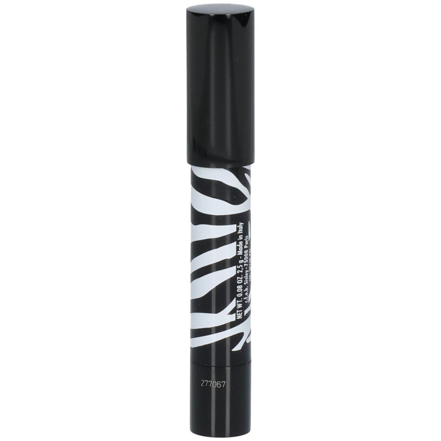 Sisley Phyto-Lip Twist Lippenstift mit Gewichtsangabe und Zebramuster.