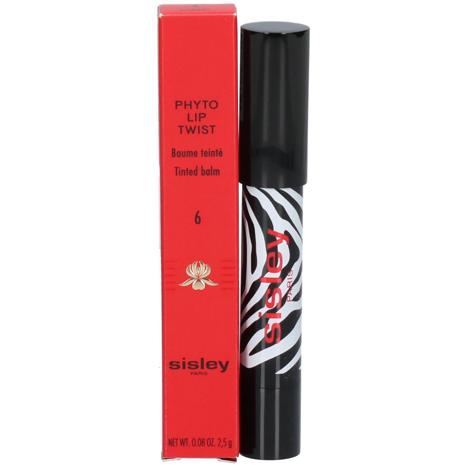 Sisley Phyto-Lip Twist Lippenstift neben seiner roten Verpackung.