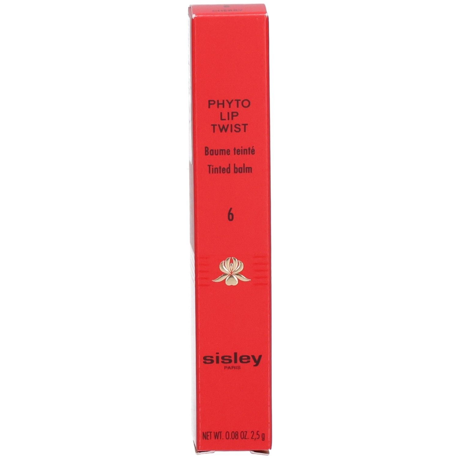 Rote Sisley Phyto-Lip Twist Verpackung mit Produktinformationen.