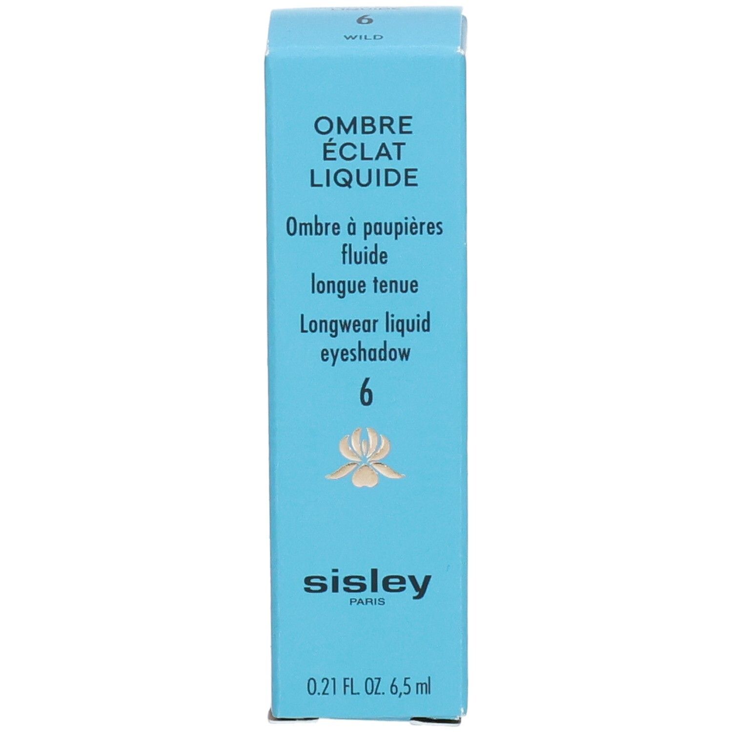 Sisley Ombre Eclat Liquide Lidschatten-Verpackung, Vorderseite mit Produktnamen und Farbnummer 6.