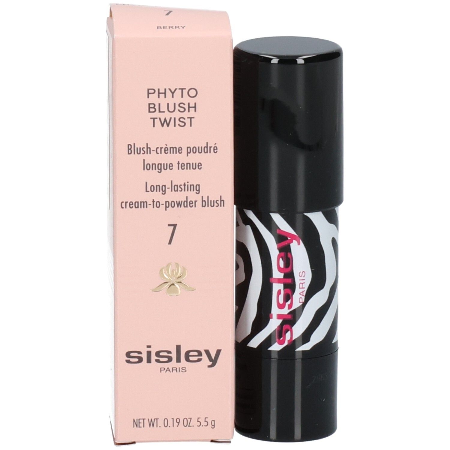 Sisley Phyto-Blush Twist in schwarzem Gehäuse mit Zebra-Muster.