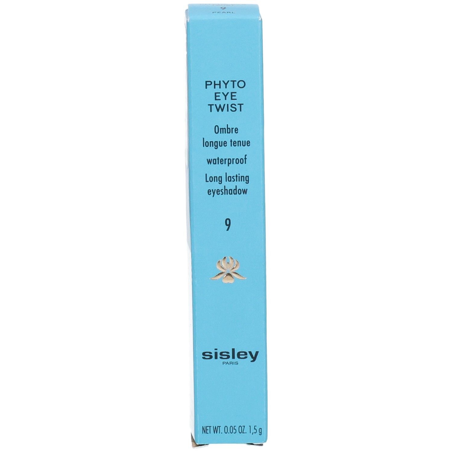 Sisley Phyto-Eye Twist Lidschattenstift in Hellblau mit Produktinformationen und Barcode.