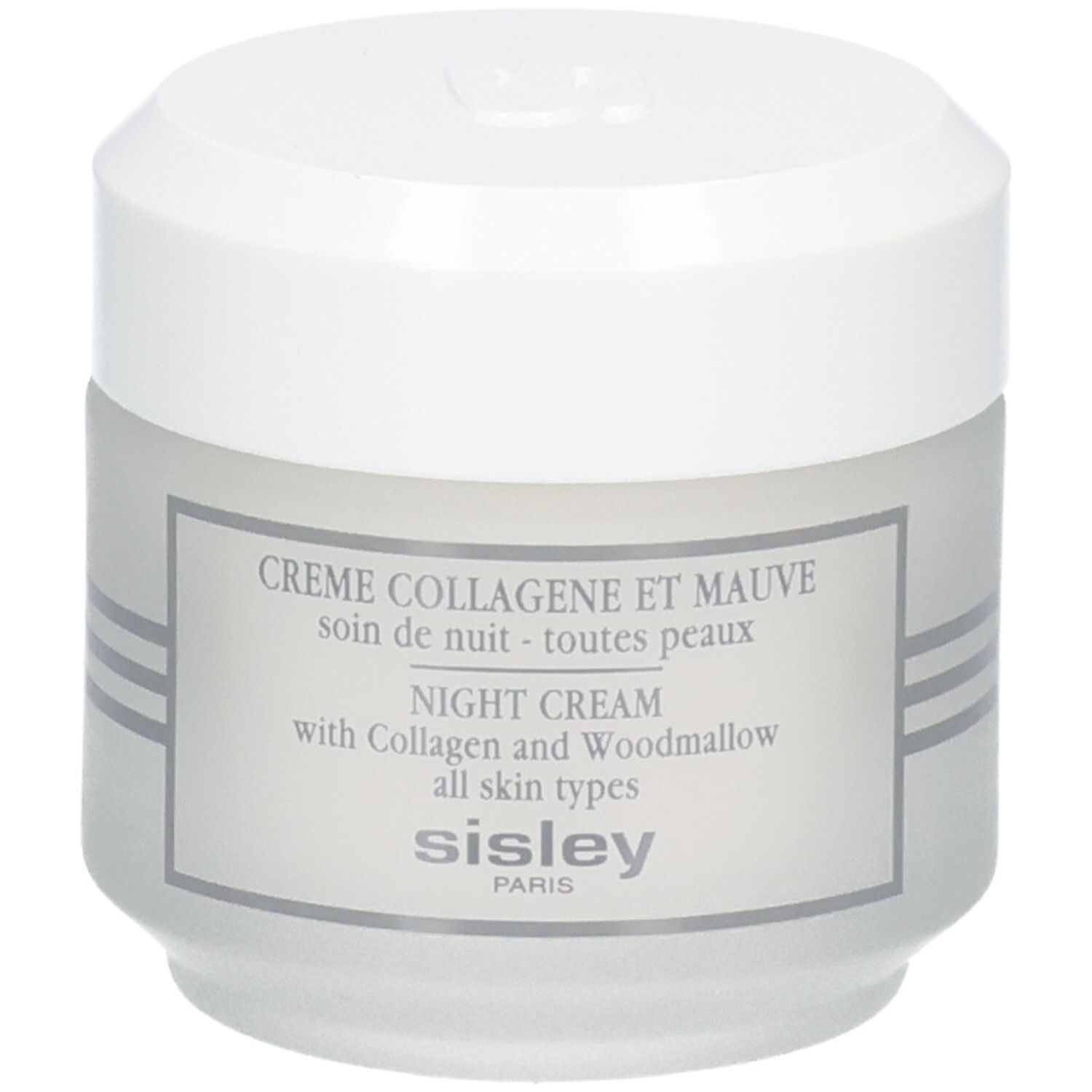Sisley Creme Collagene et Mauve Nachtcreme in weißem Tiegel.