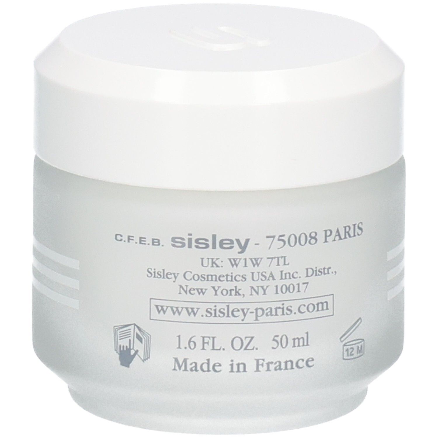 Sisley Creme Hydratante au Concombre, Behälter und Verpackung mit 50 ml Angabe.