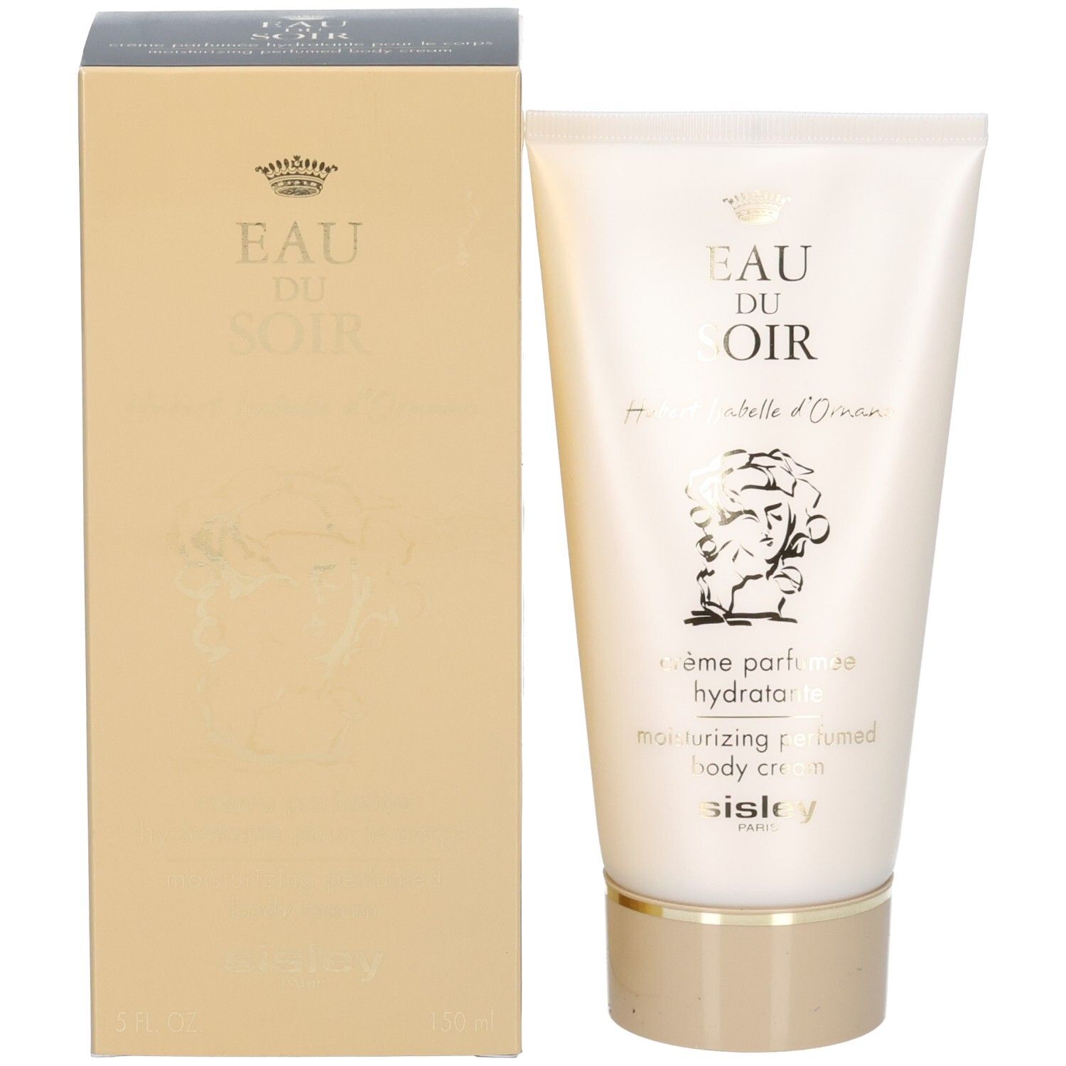 Tube und goldene Verpackungsbox für Sisley Eau du Soir Feuchtigkeitsspendende parfümierte Körpercreme.