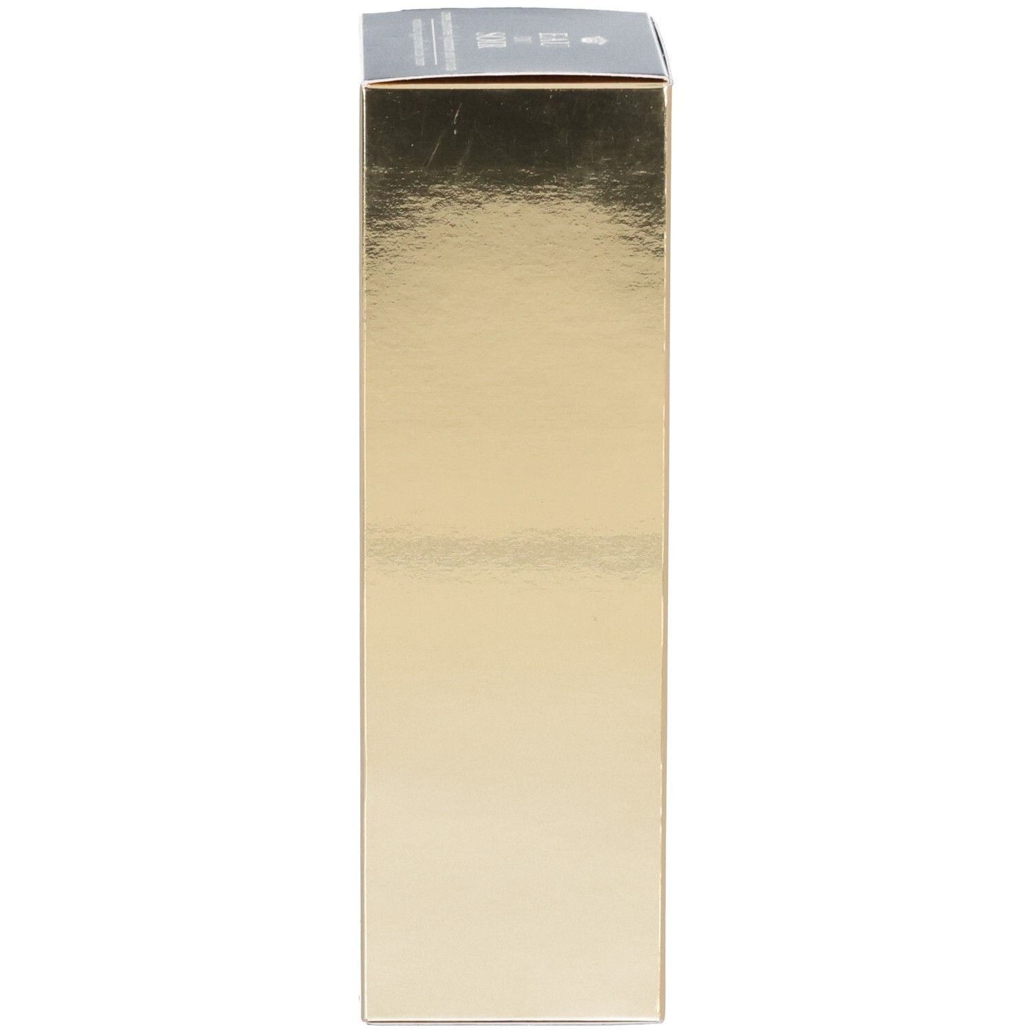 Seite einer goldenen Verpackungsbox, glänzend und spiegelnd. Sisley Eau du Soir.