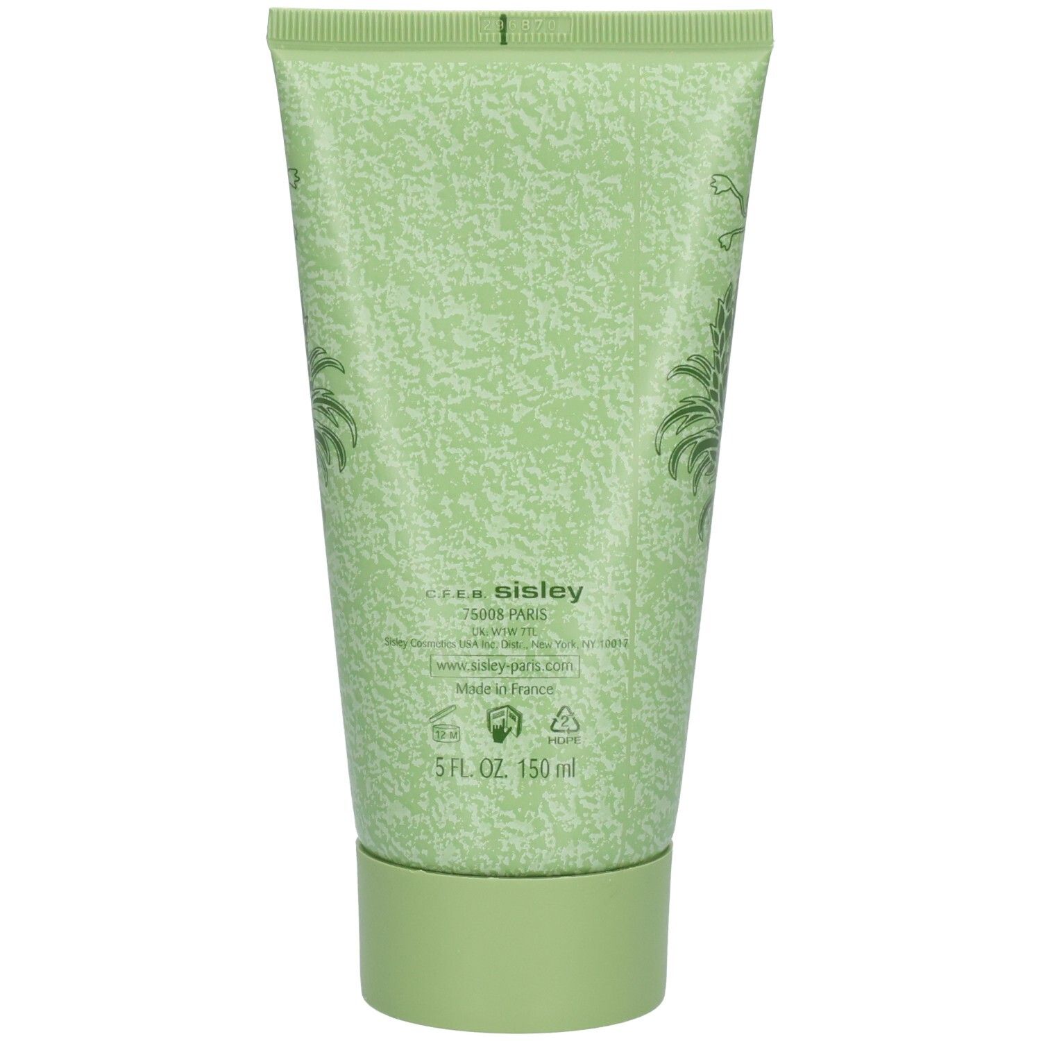 Rückseite der Sisley Eau de Campagne Feuchtigkeitsspendenden Körperlotion Tube mit Produktinformationen und 150ml Angabe.