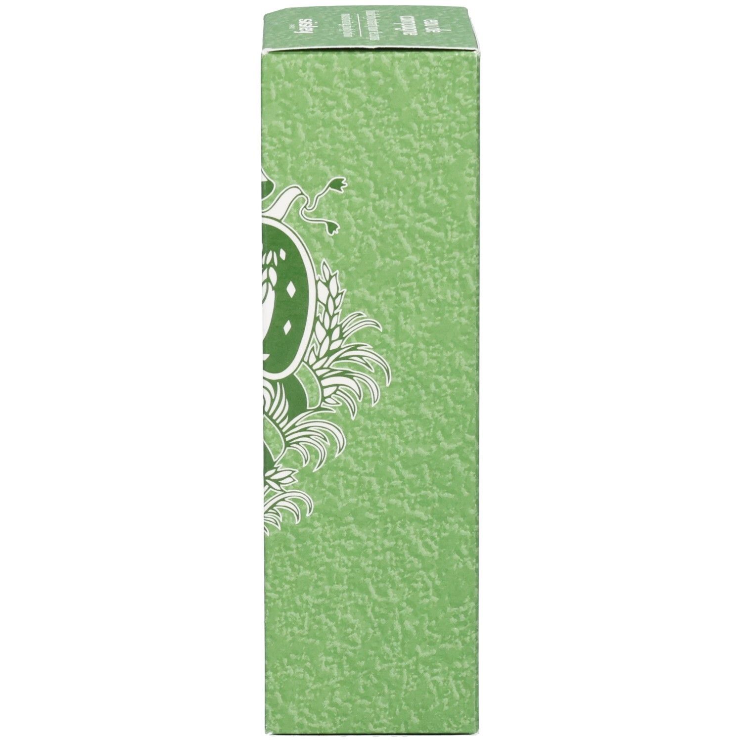 Andere Seite der grünen Verpackungsbox für Sisley Eau de Campagne Feuchtigkeitsspendende Körperlotion mit Muster.