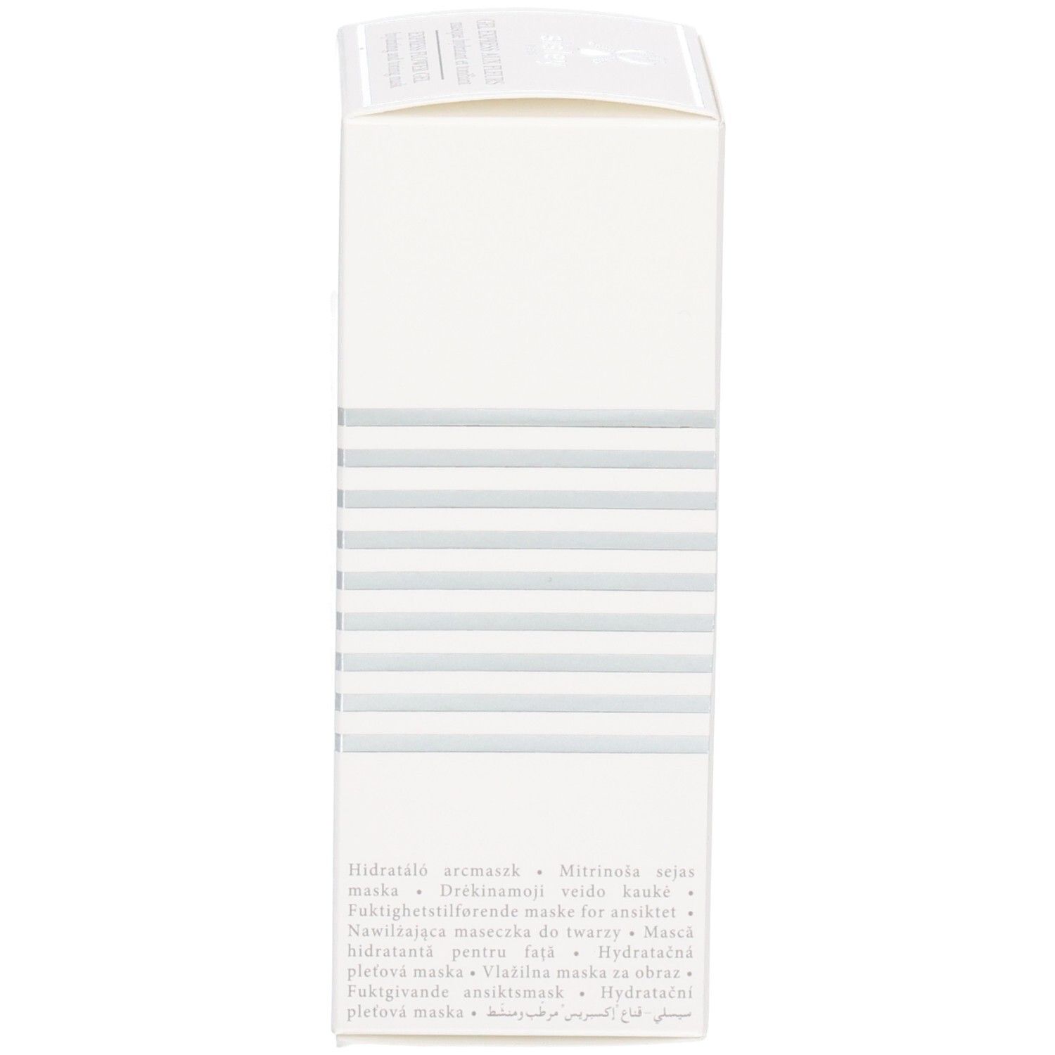 Seite der Sisley Express Flower Gel Faltschachtel mit mehrsprachigen Produktnamen.