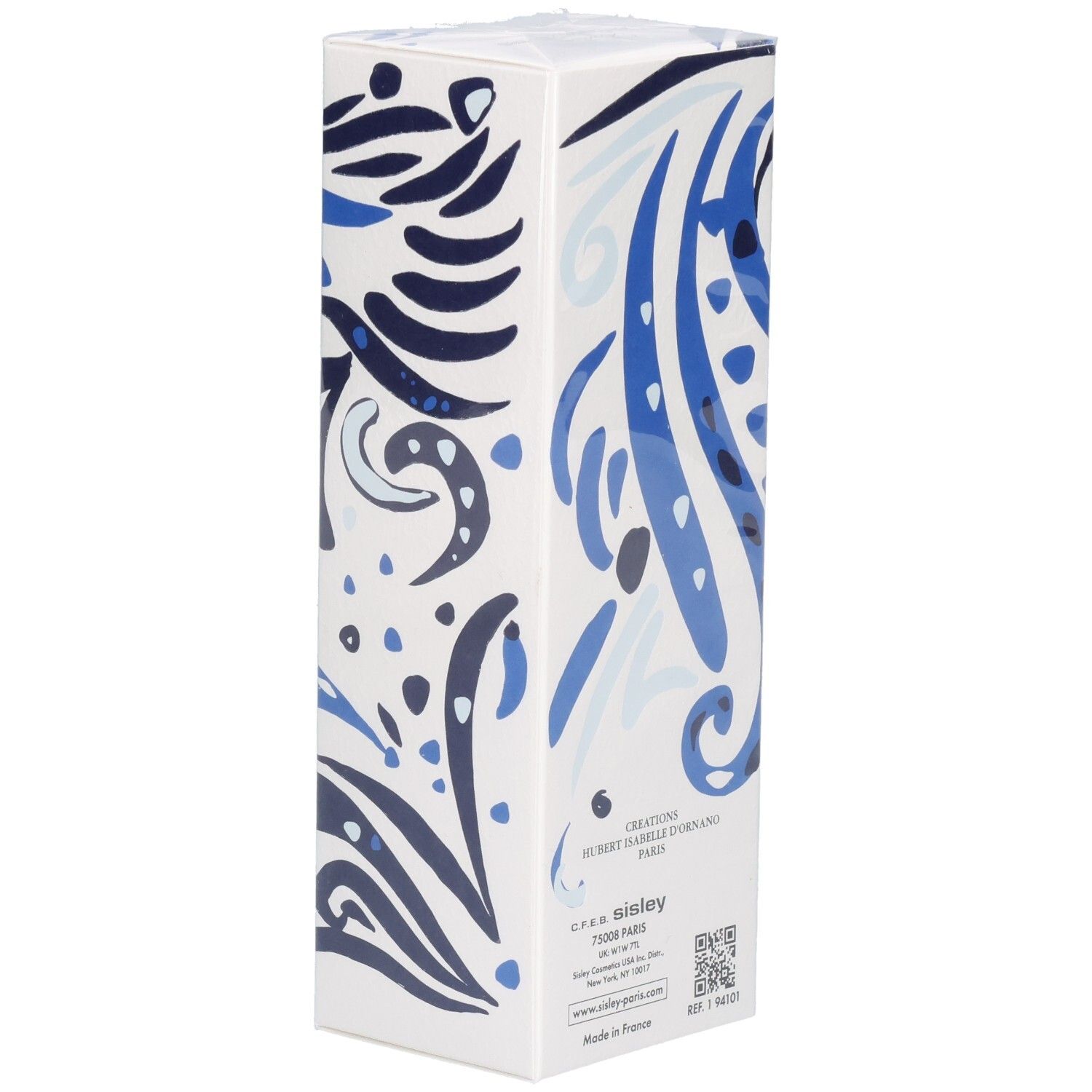 Seite der L'Eau Rêvée d'Ikar Verpackung mit blau-weißem Muster.