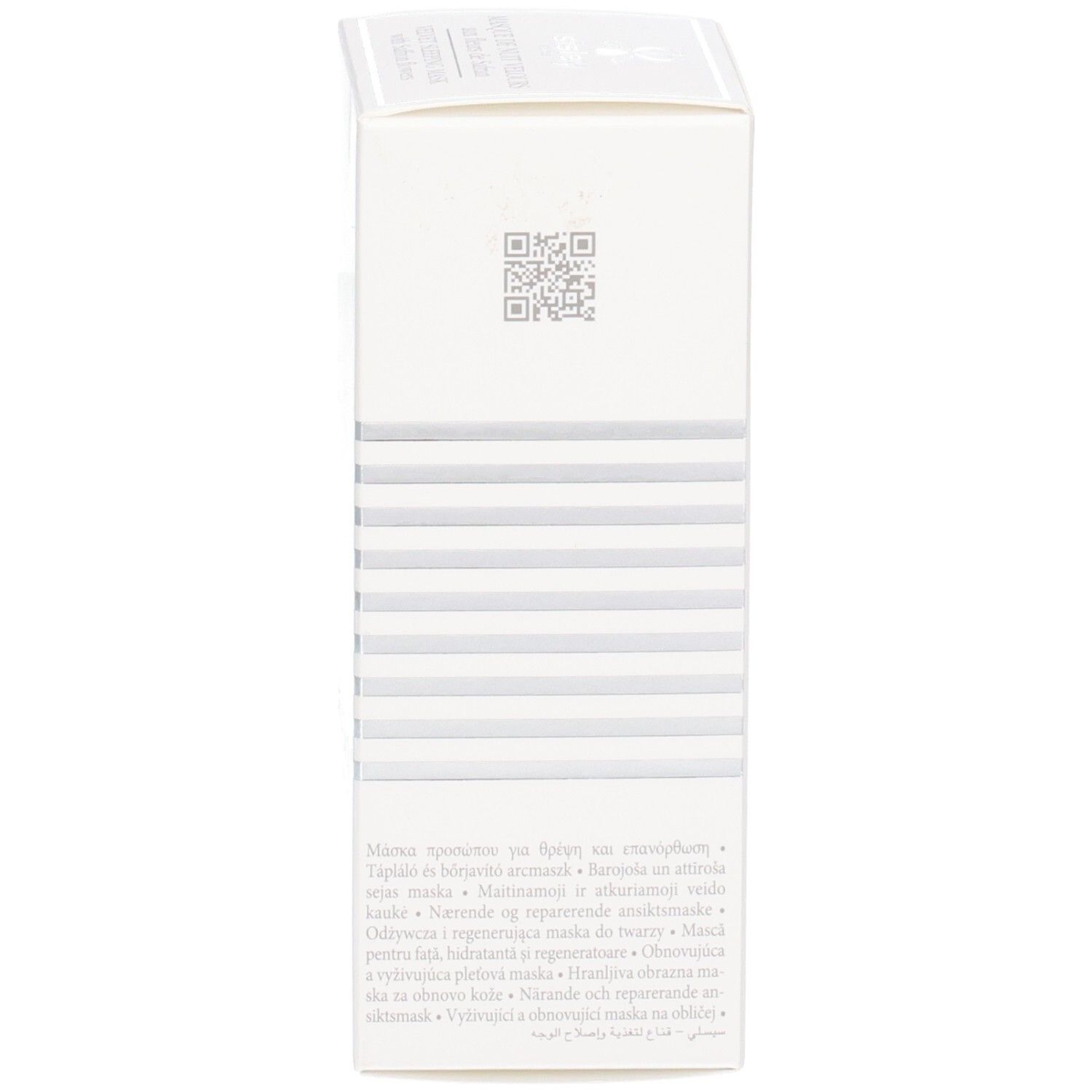 Seite der Sisley Masque de Nuit Velours Verpackung mit QR-Code und Text.