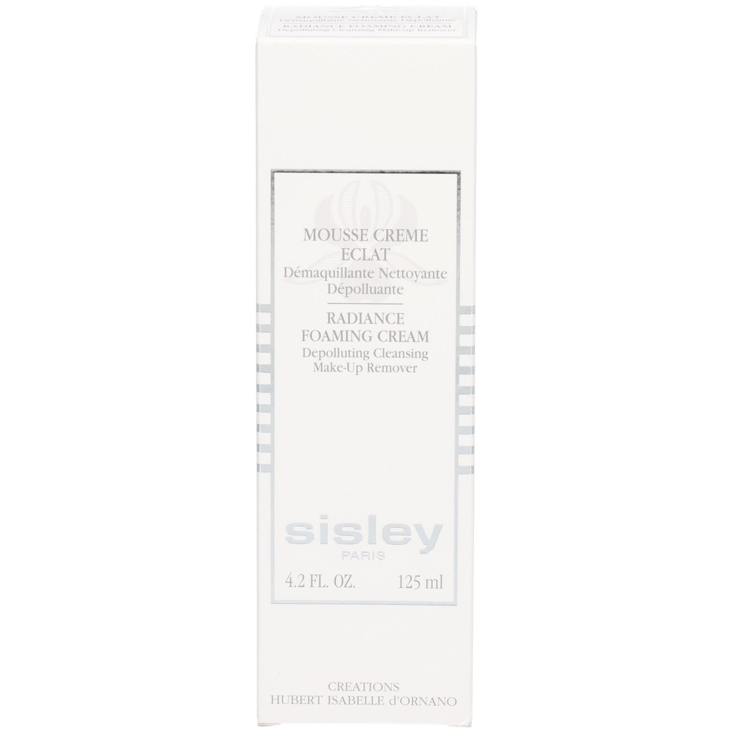 Sisley Mousse Crème Eclat, weiße Verpackung mit Produktinformationen. 125 ml.